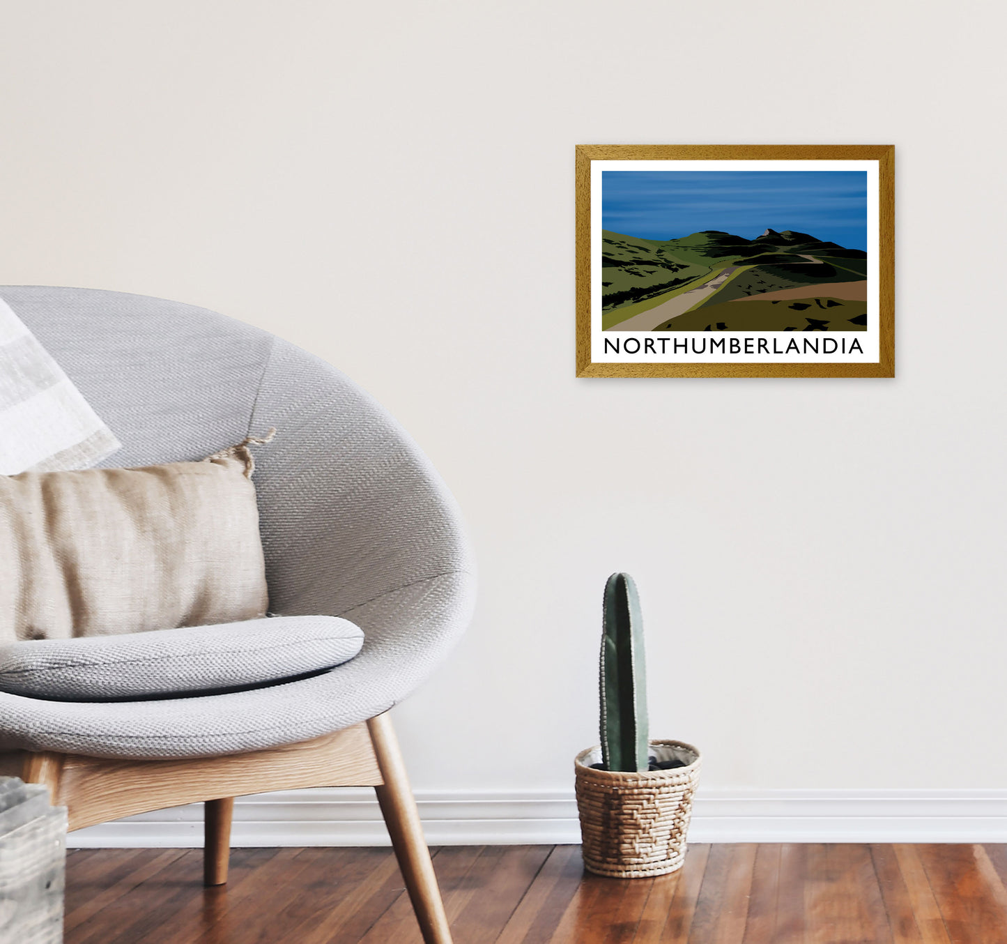 Northumberlandia Travel Art Print by Richard O'Neill, Framed Wall Art A3 Print Only