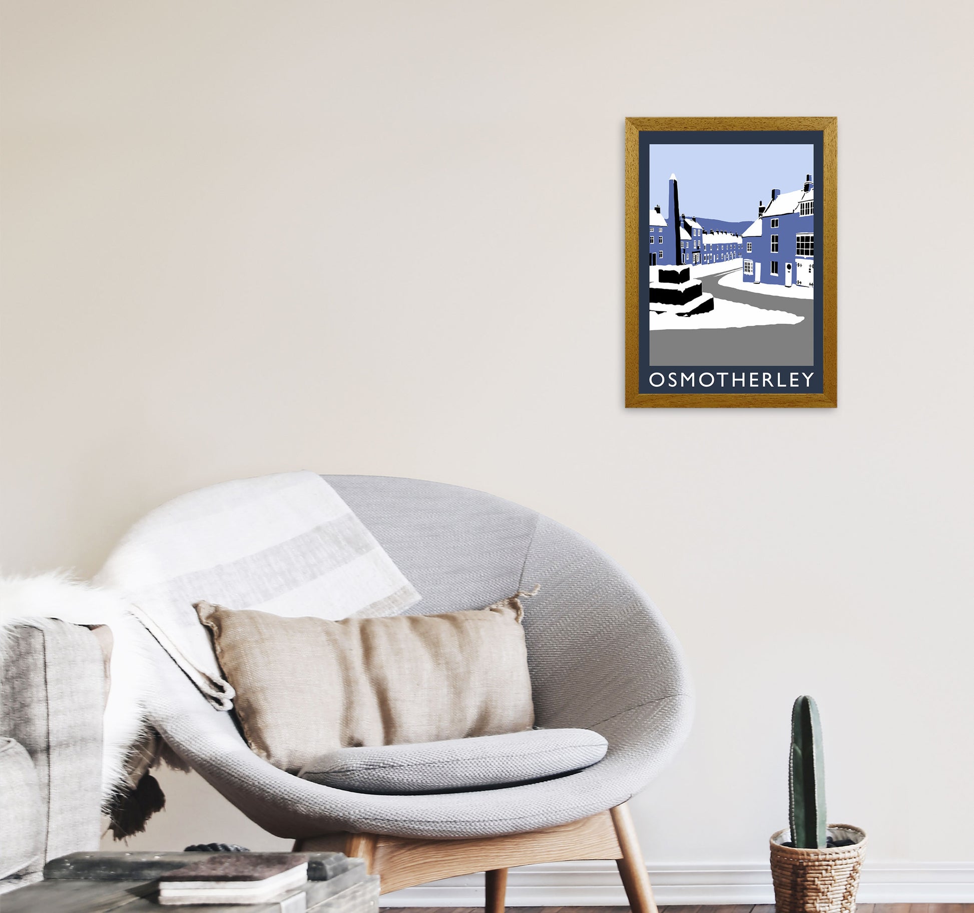 Osmotherley In Snow2 Portrait Travel Art Print by Richard O'Neill, Framed Wall Art A3 Print Only