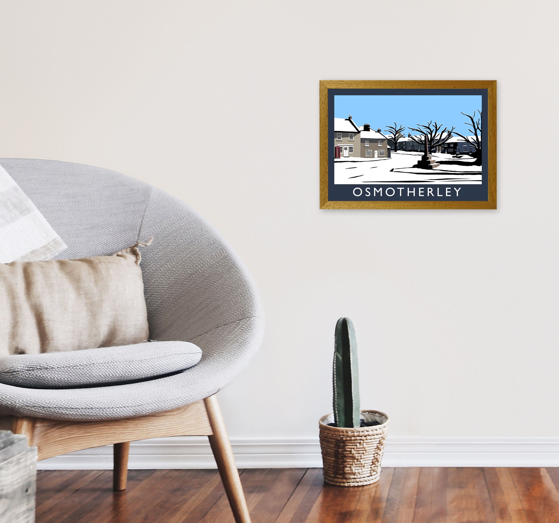 Osmotherley In Snow Travel Art Print by Richard O'Neill, Framed Wall Art A3 Print Only