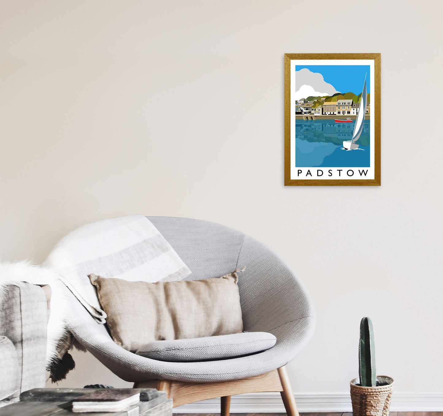 Padstow Framed Digital Art Print by Richard O'Neill, Framed Wall Art A3 Print Only