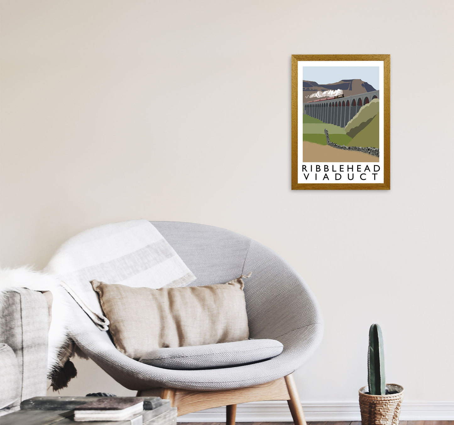 Ribblehead Viaduct Travel Art Print by Richard O'Neill, Framed Wall Art A3 Print Only