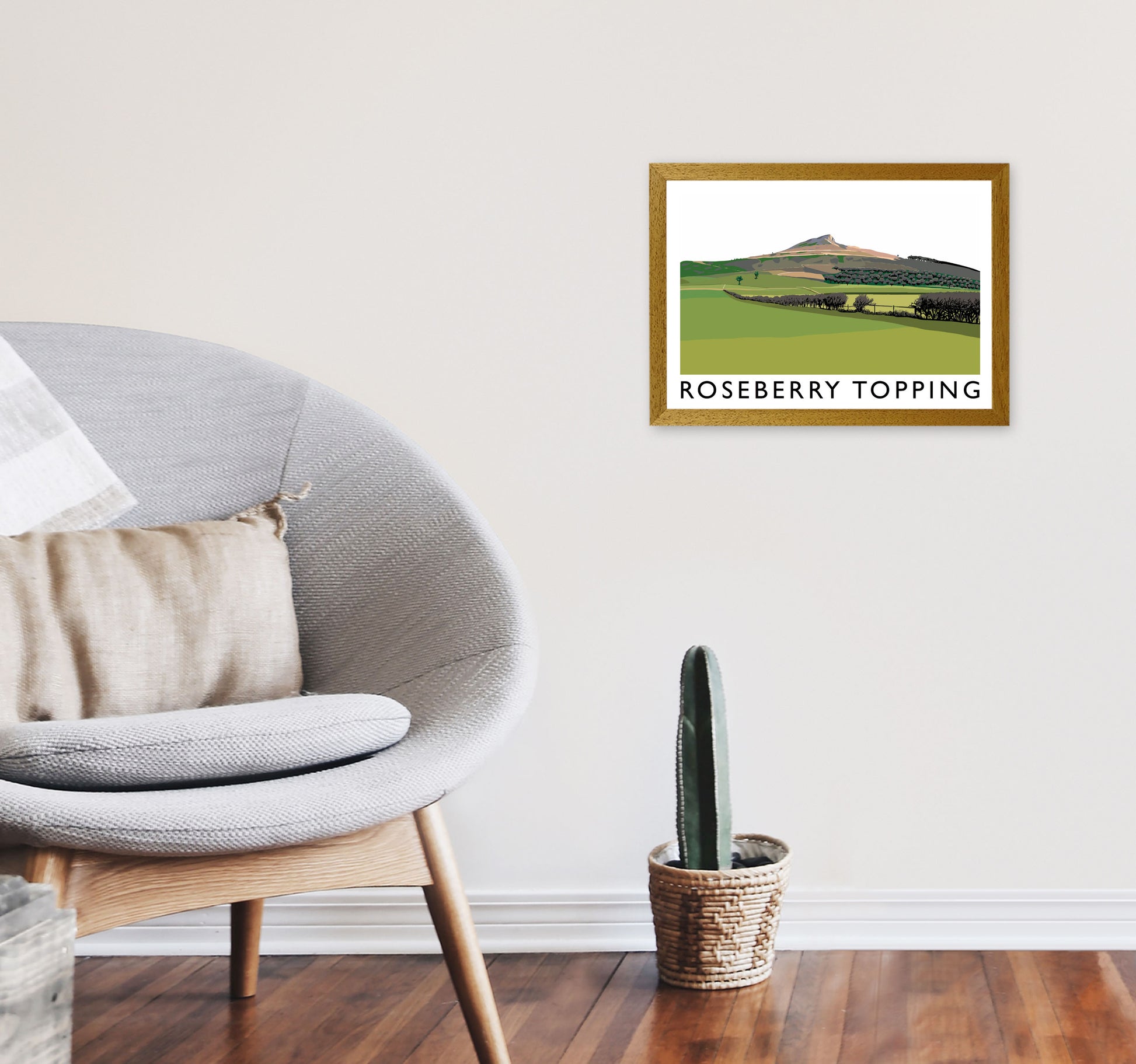 Roseberry Topping Art Print by Richard O'Neill, Framed Wall Art A3 Print Only