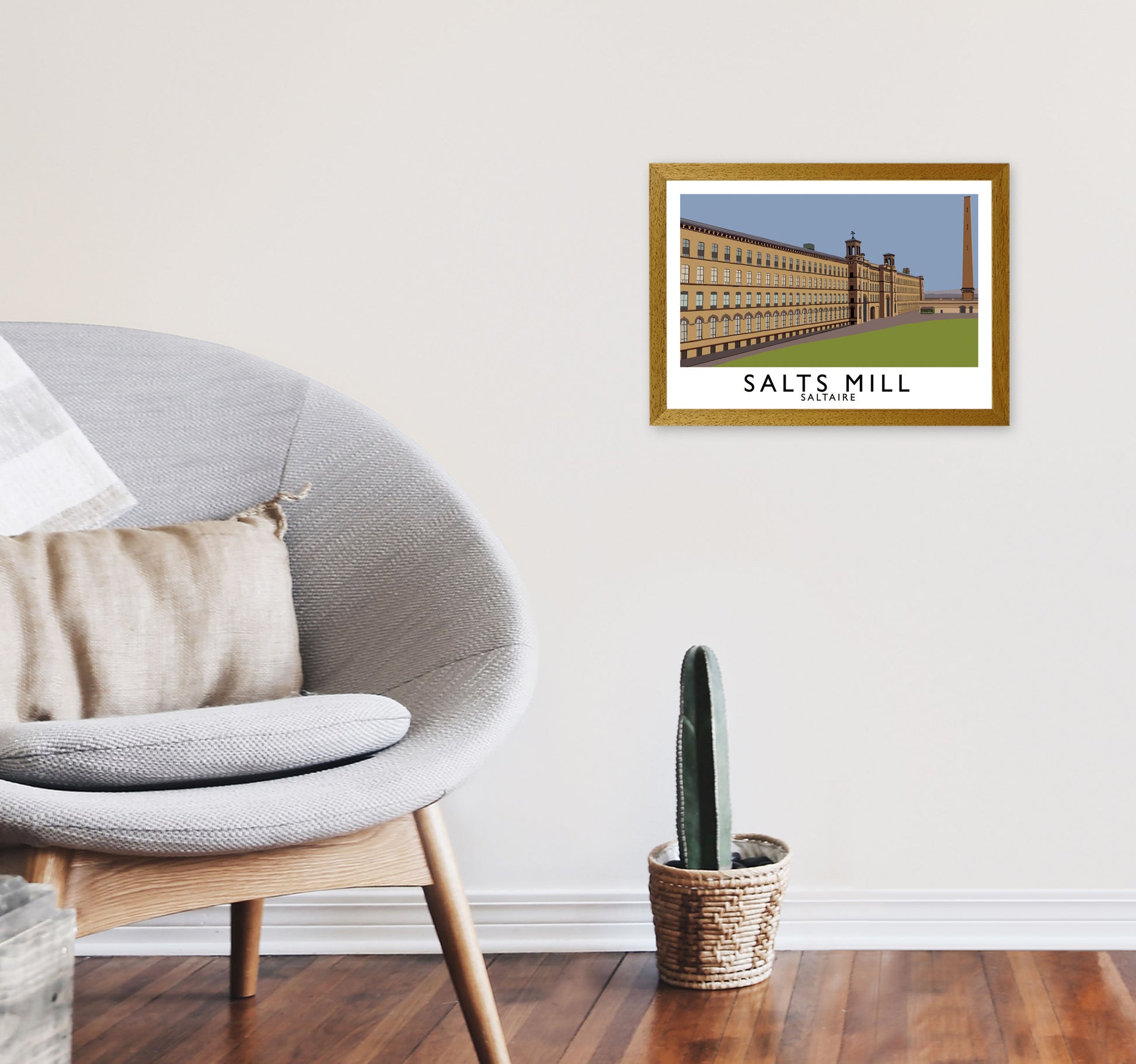 Salts Mill Travel Art Print by Richard O'Neill, Framed Wall Art A3 Print Only