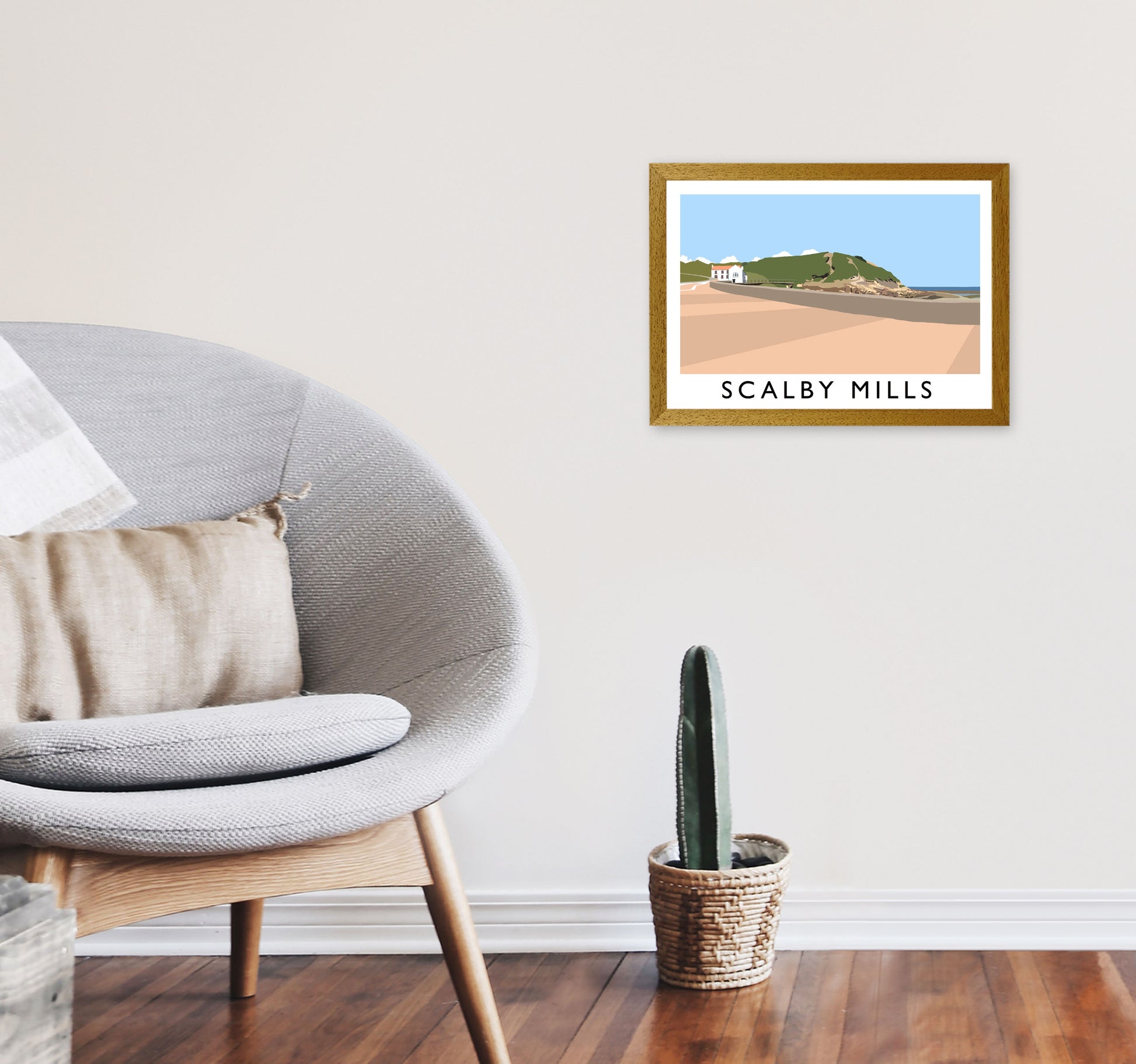 Scalby Mills Travel Art Print by Richard O'Neill, Framed Wall Art A3 Print Only