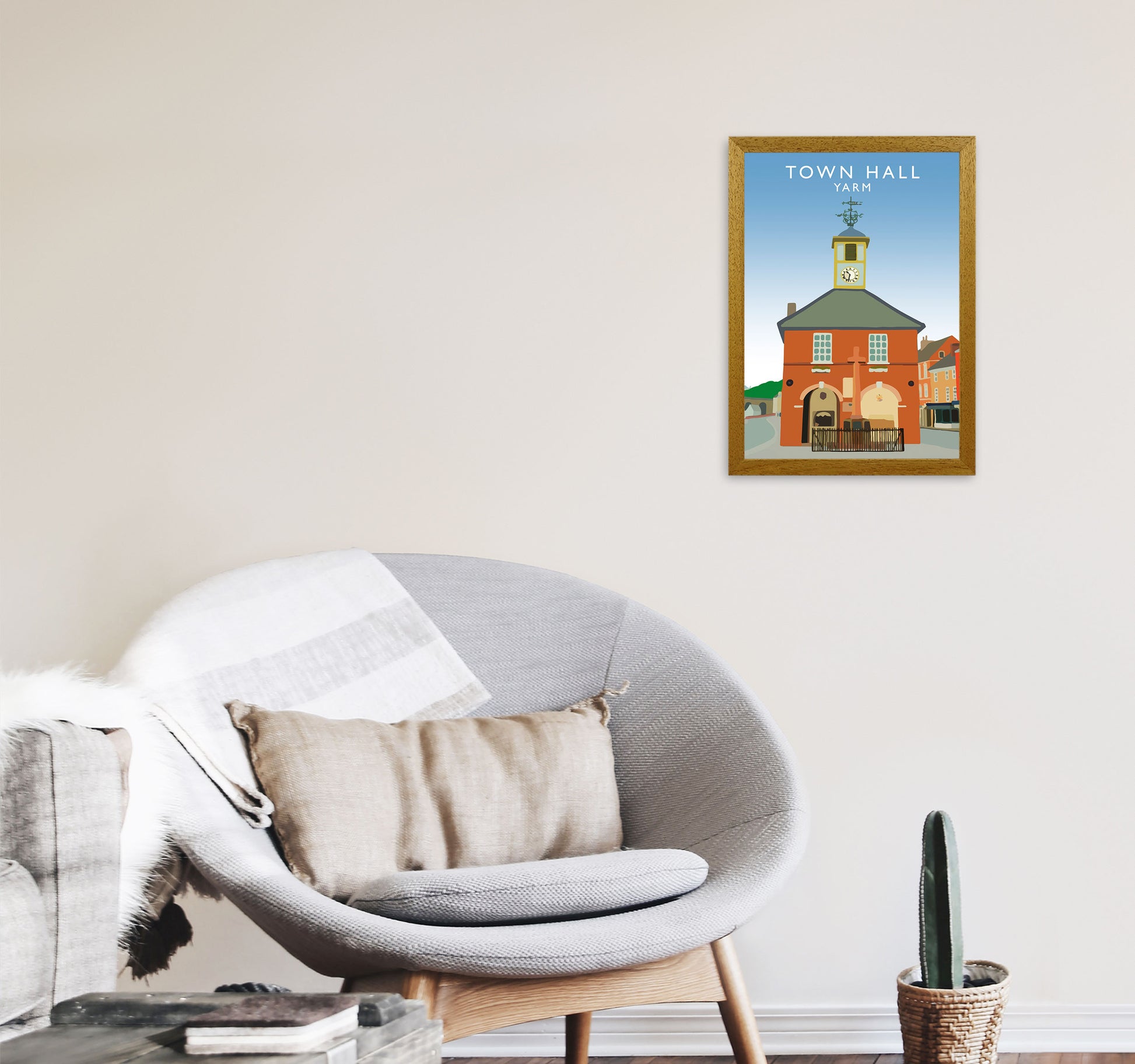 Town Hall Yarm Travel Art Print by Richard O'Neill, Framed Wall Art A3 Print Only