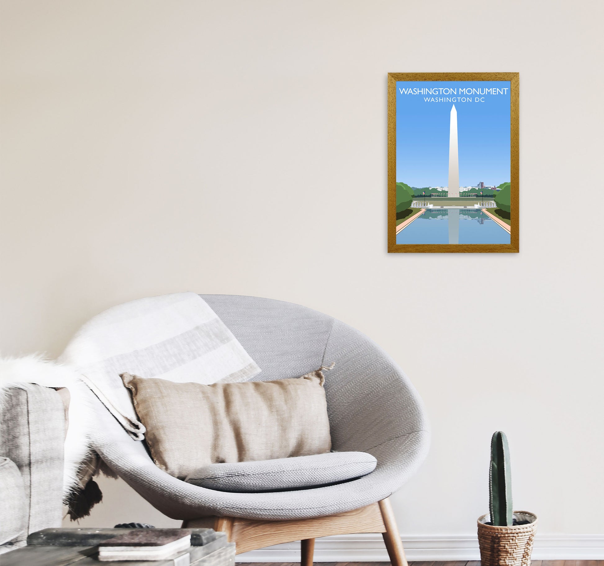 Washington DC Monument Travel Art Print by Richard O'Neill A3 Print Only