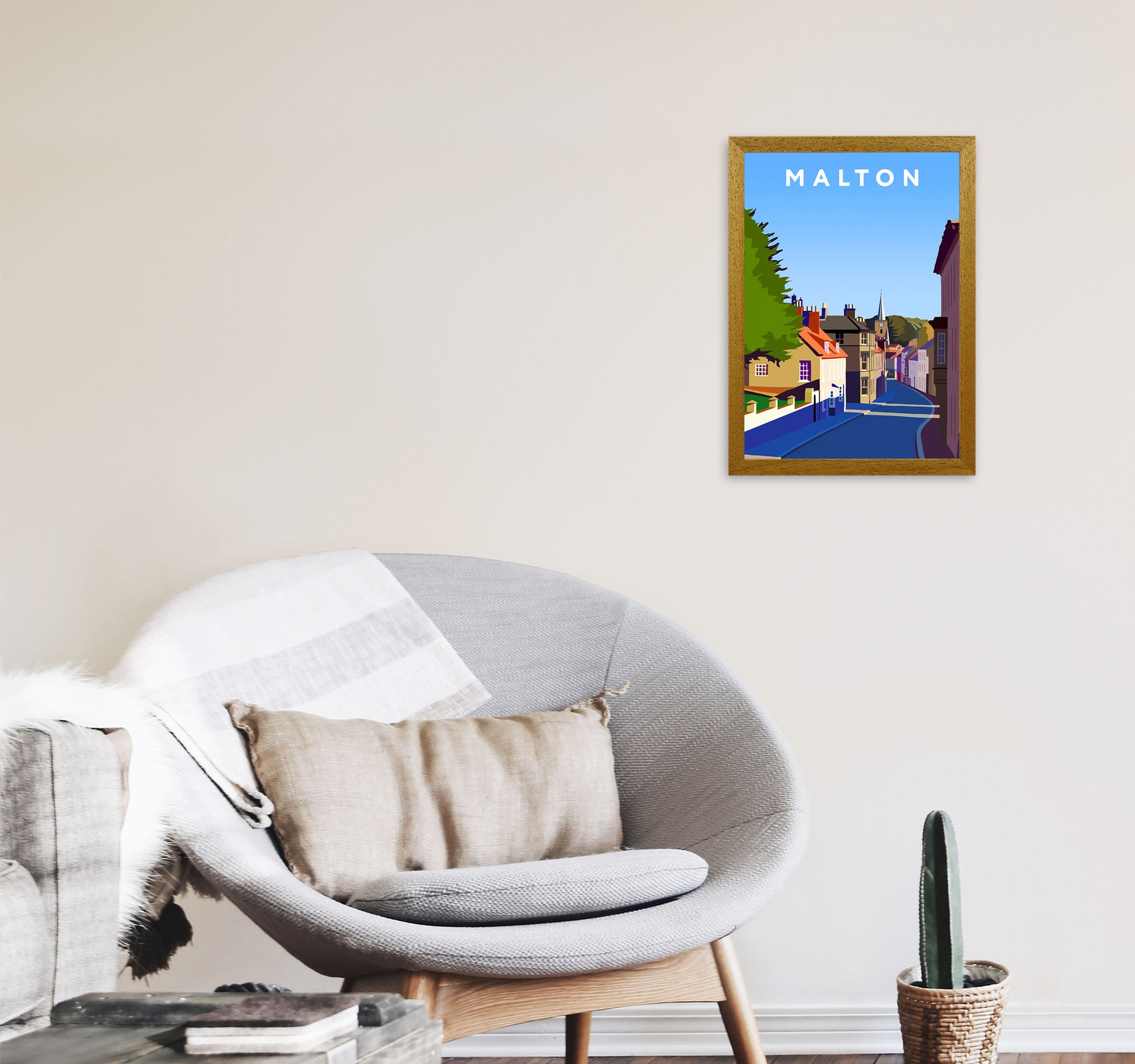 Malton Travel Art Print by Richard O'Neill, Framed Wall Art A3 Print Only