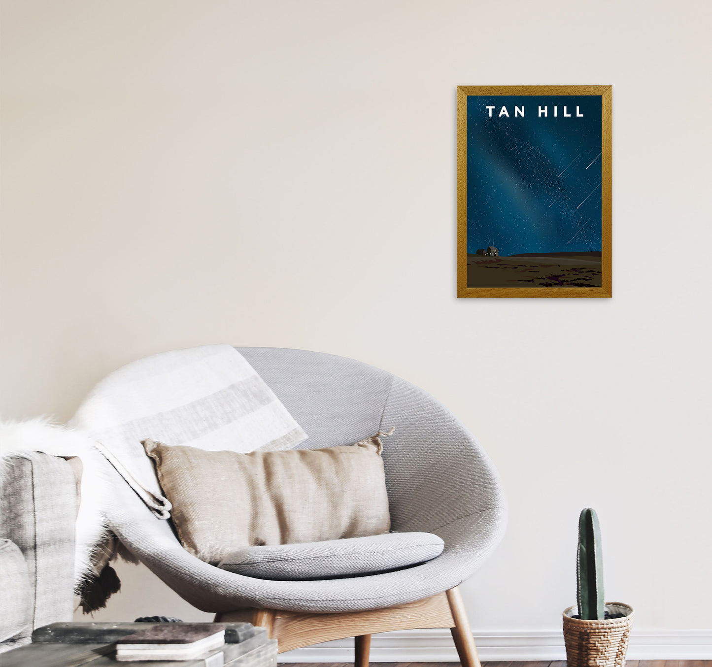 Tan Hill Night Portrait Travel Art Print by Richard O'Neill, Framed Wall Art A3 Print Only