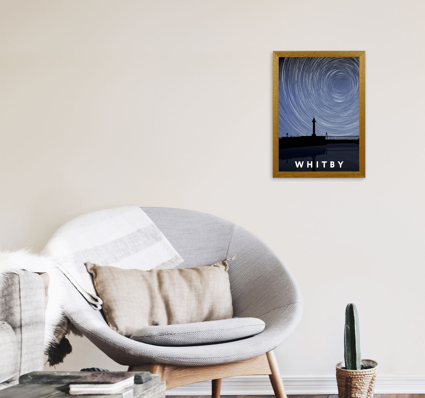 Whitby Night Timelapse Portrait Art Print by Richard O'Neill, Framed Wall Art A3 Print Only