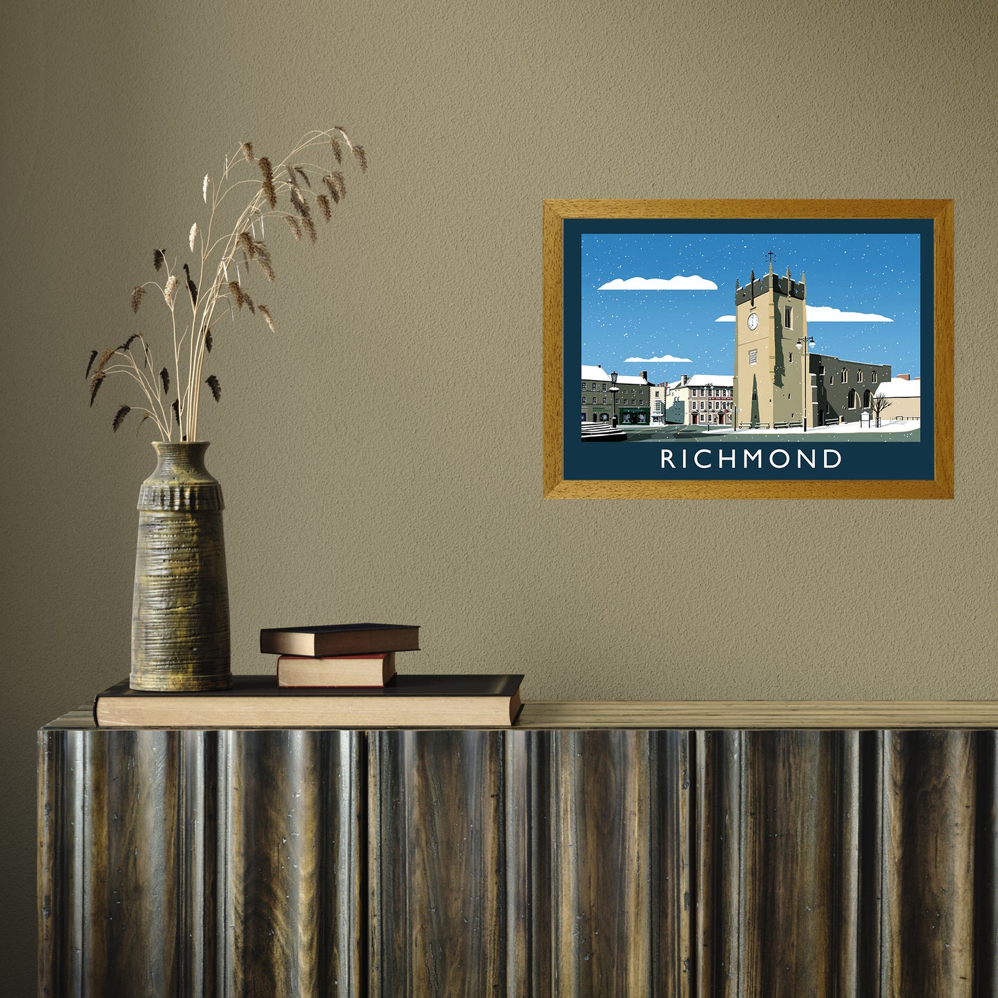 Richmond 2 (Snow) by Richard O'Neill A3 Oak Frame