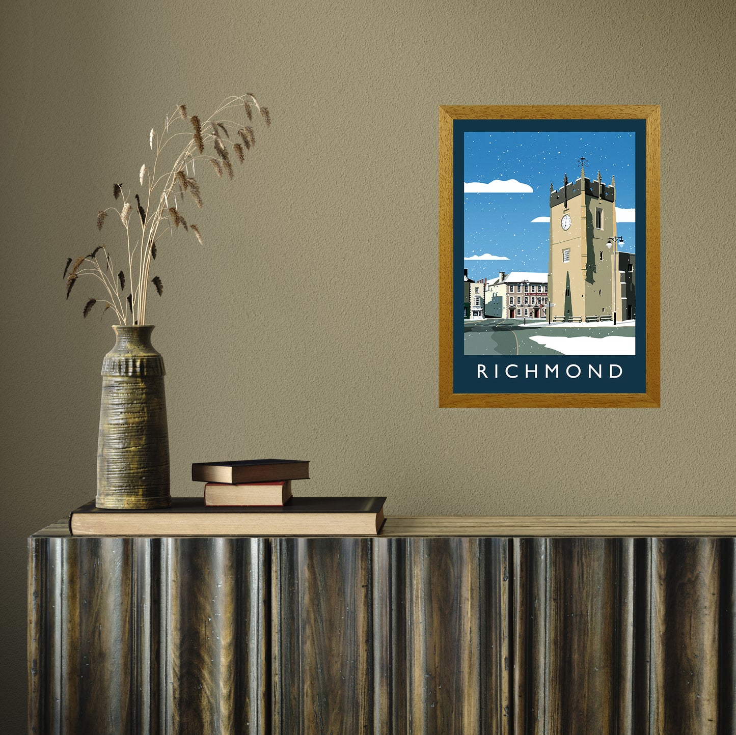 Richmond 2 (Snow) portrait by Richard O'Neill A3 Oak Frame