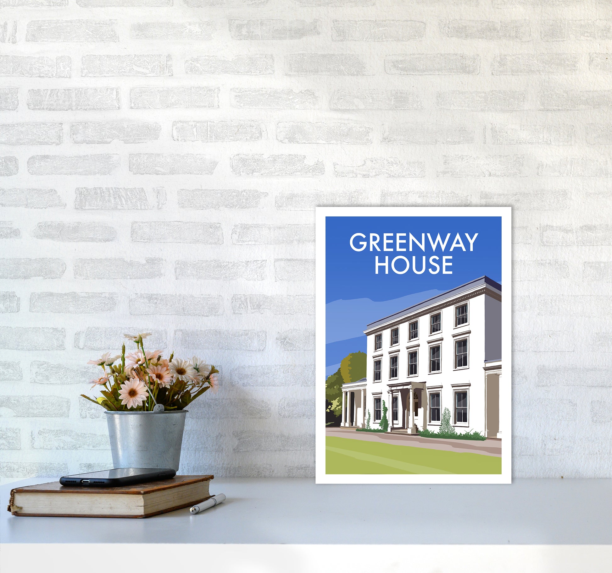 Greenway House Portrait Art Print by Richard O'Neill A3 Black Frame