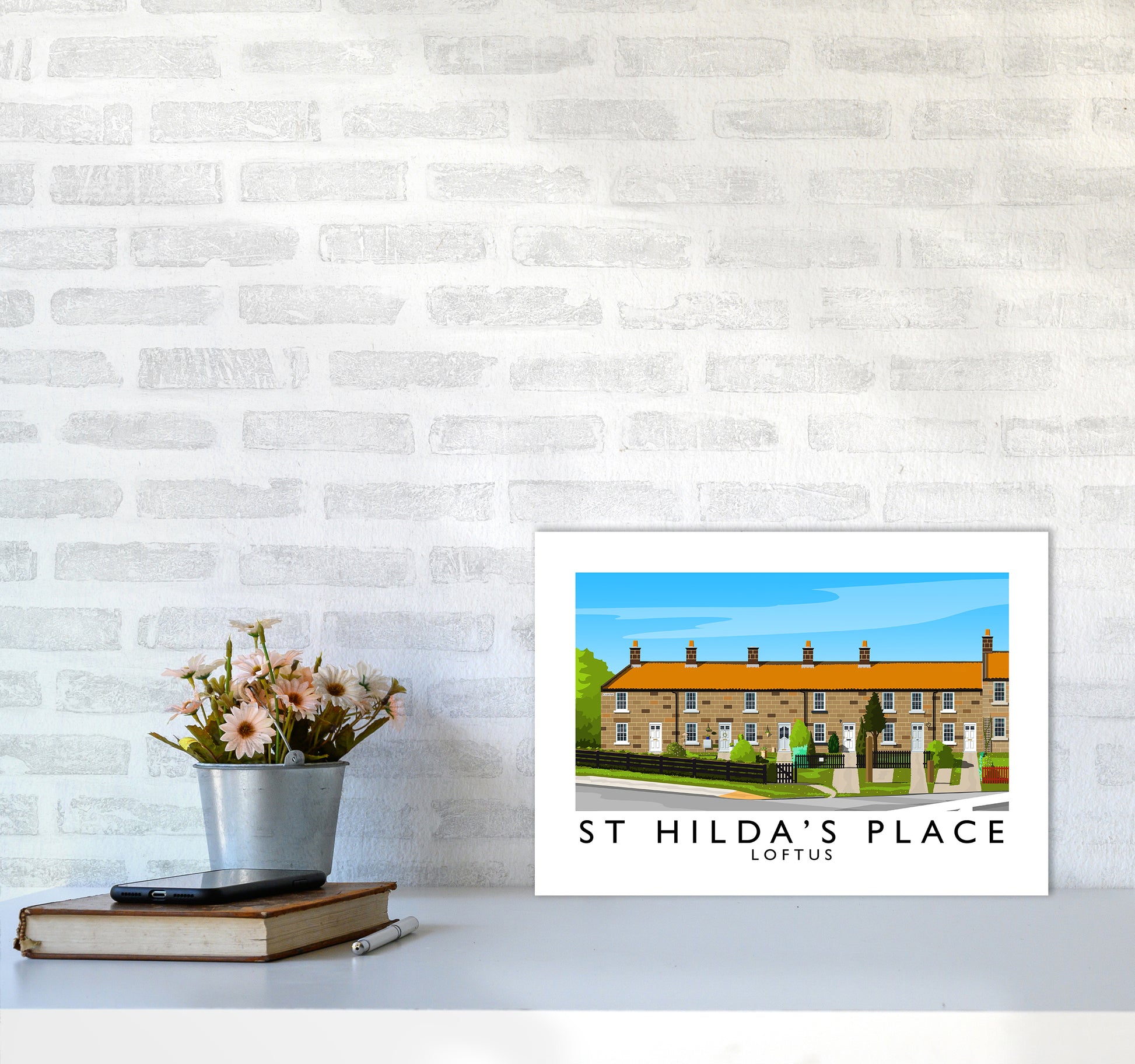 St Hilda's Place Art Print by Richard O'Neill A3 Black Frame