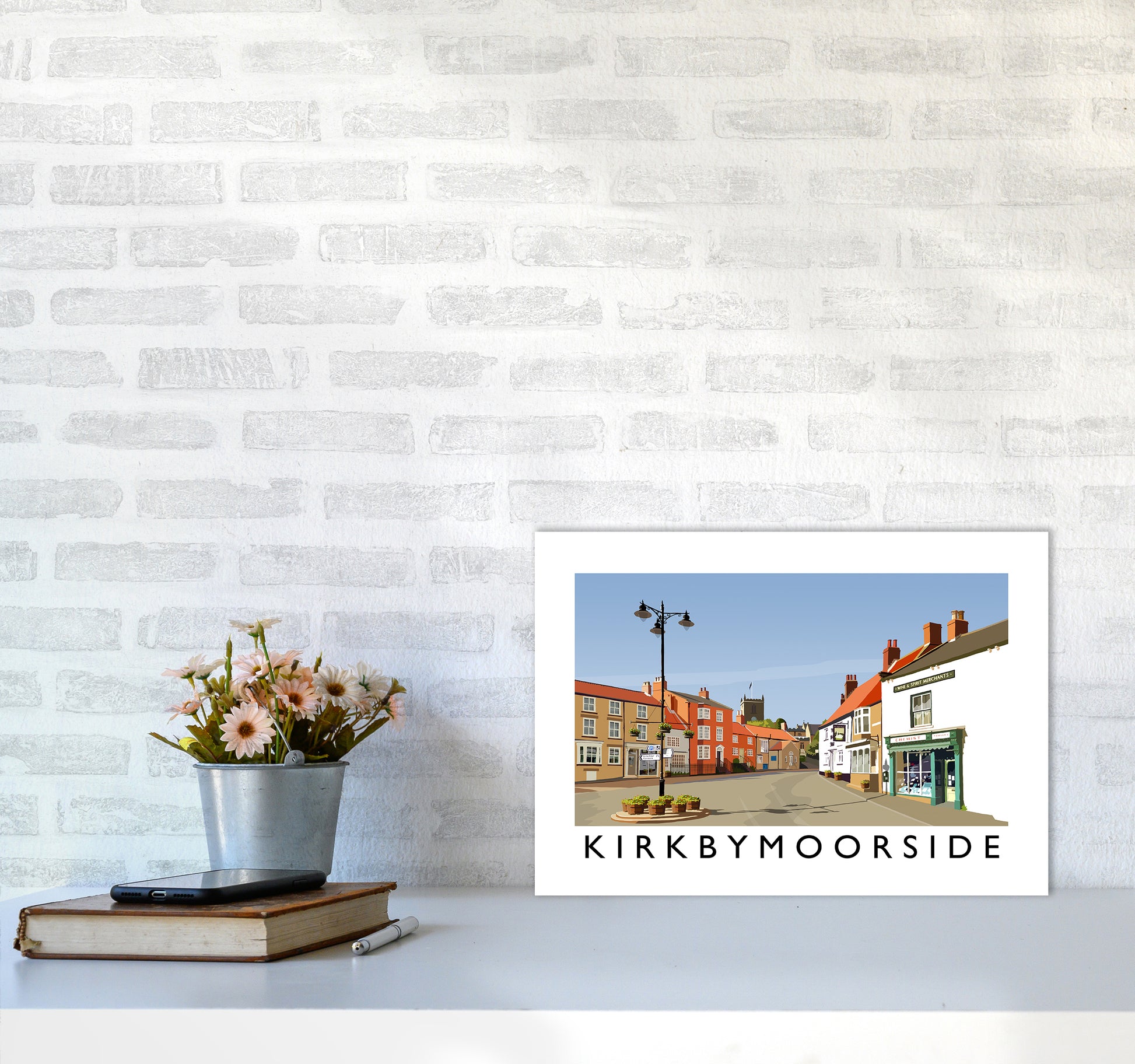 Kirkbymoorside Art Print by Richard O'Neill A3 Black Frame