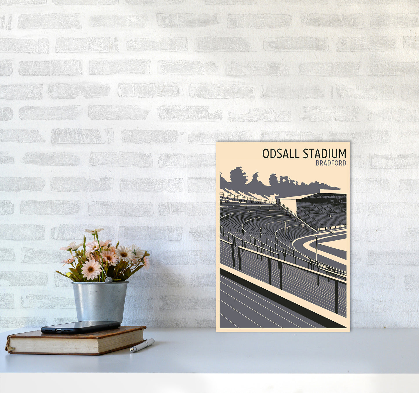 Odsal Stadium, Bradford Travel Art Print by Richard O'Neill A3 Black Frame