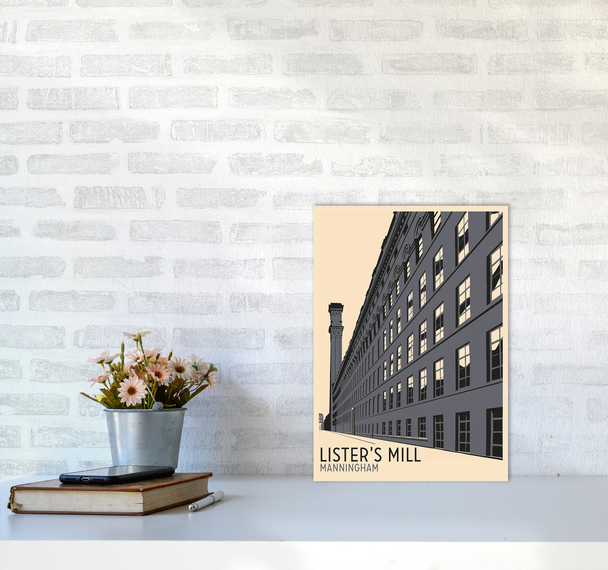 Lister's Mill, Manningham Travel Art Print by Richard O'Neill A3 Black Frame