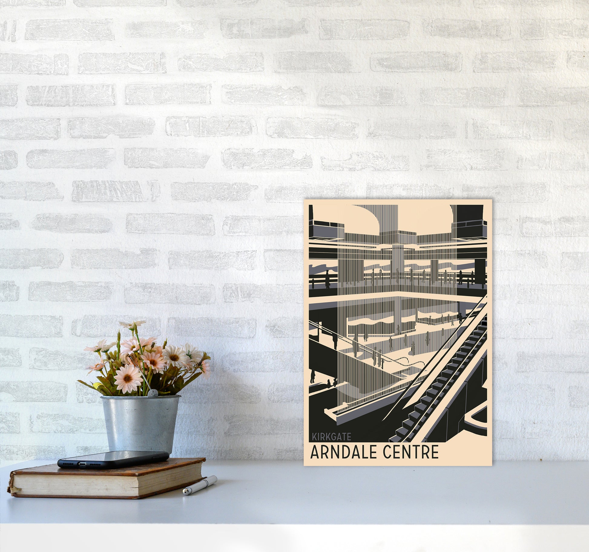 Kirkgate Arndale Centre Travel Art Print by Richard O'Neill A3 Black Frame