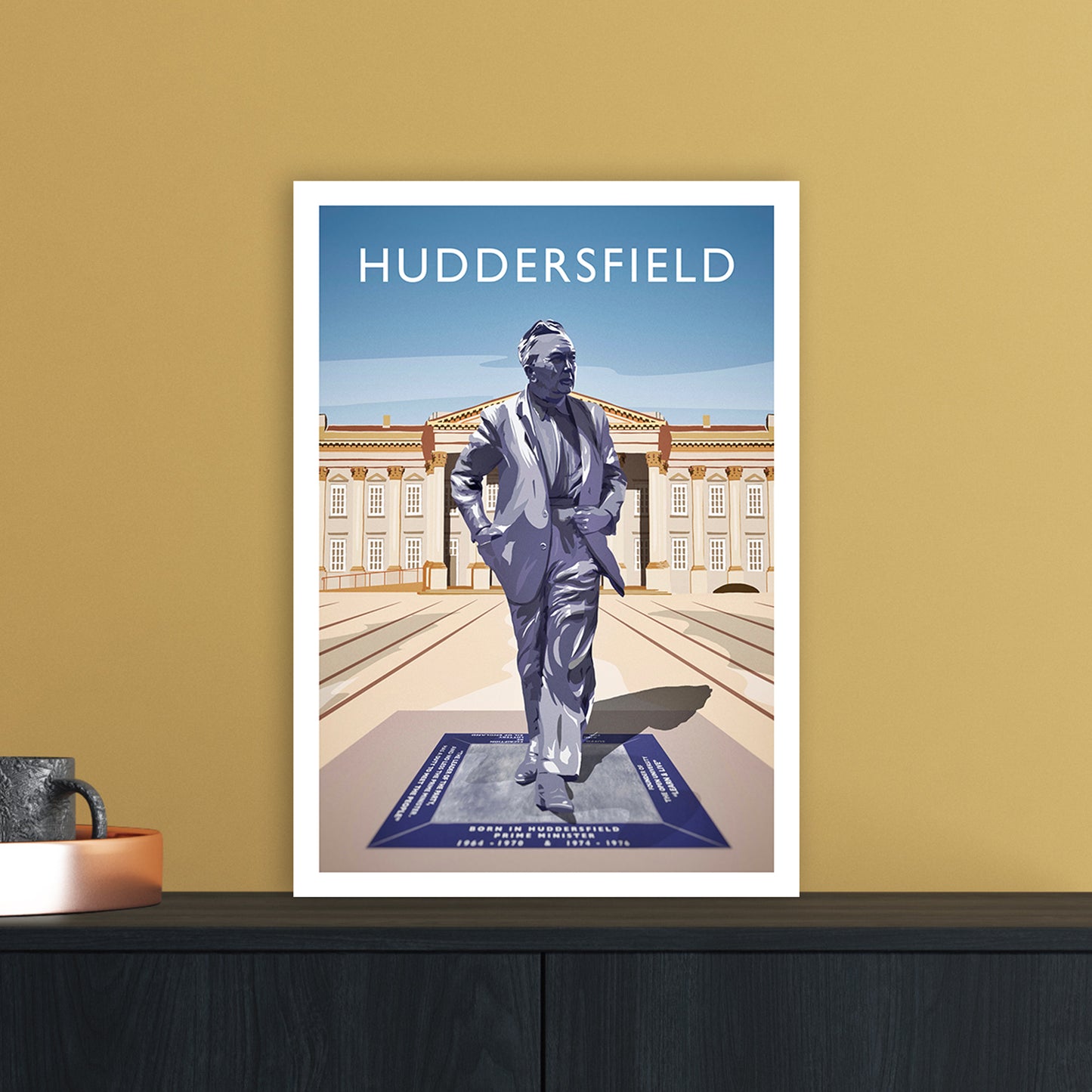 Huddersfield Portrait Travel Art Print by Richard O'Neill A3 Black Frame