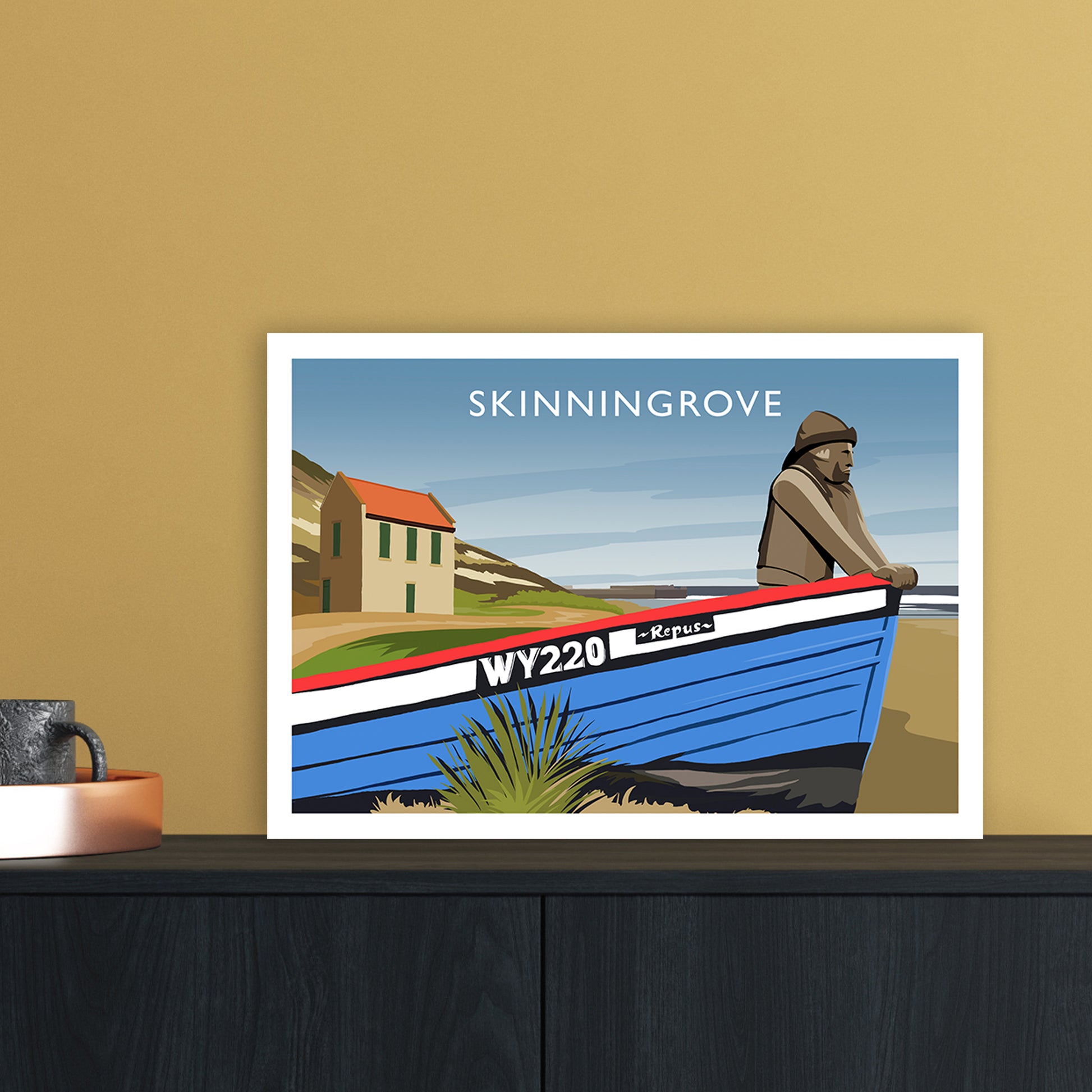 Skinningrove Travel Art Print by Richard O'Neill A3 Black Frame