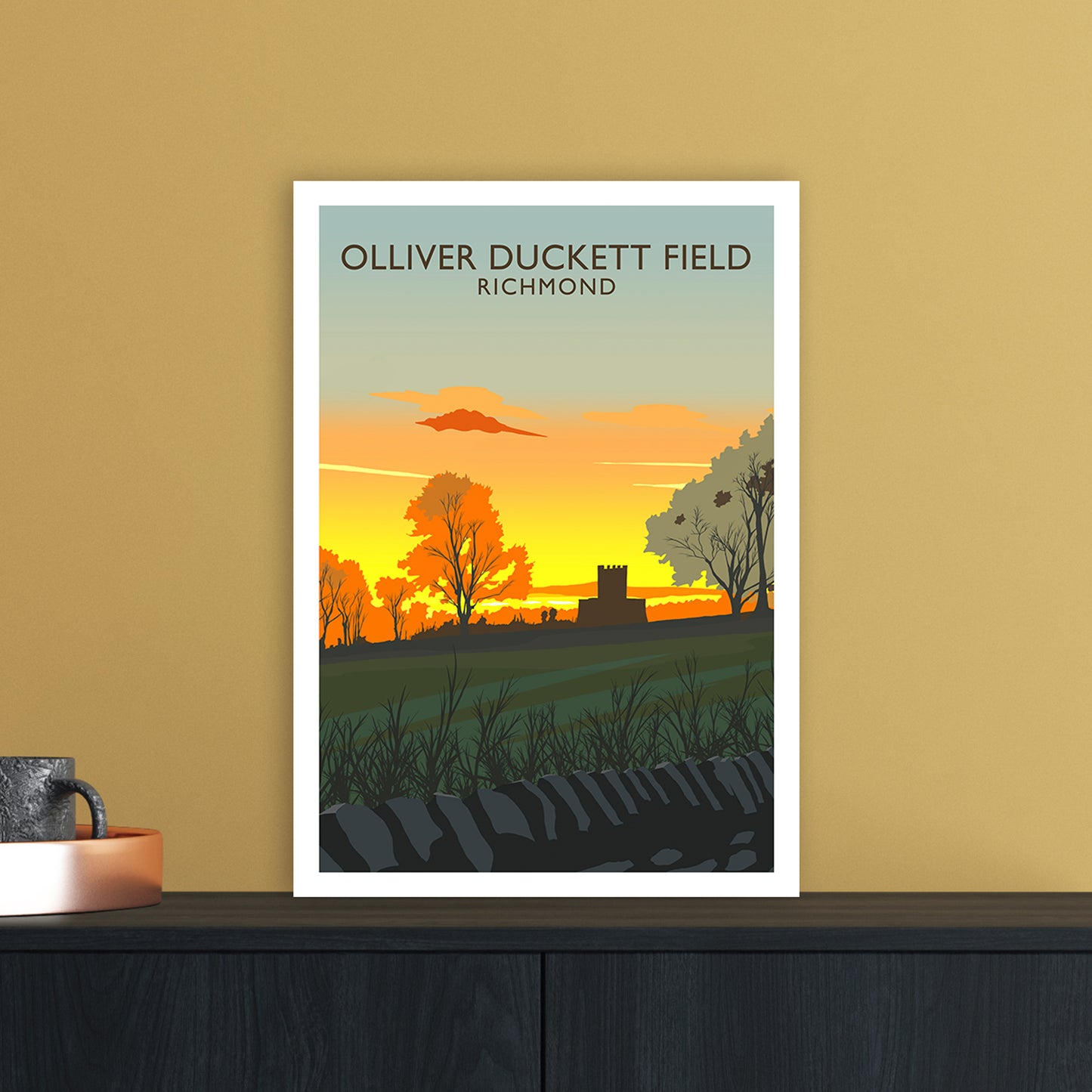 Olliver Duckett Field Portrait Travel Art Print by Richard O'Neill A3 Black Frame