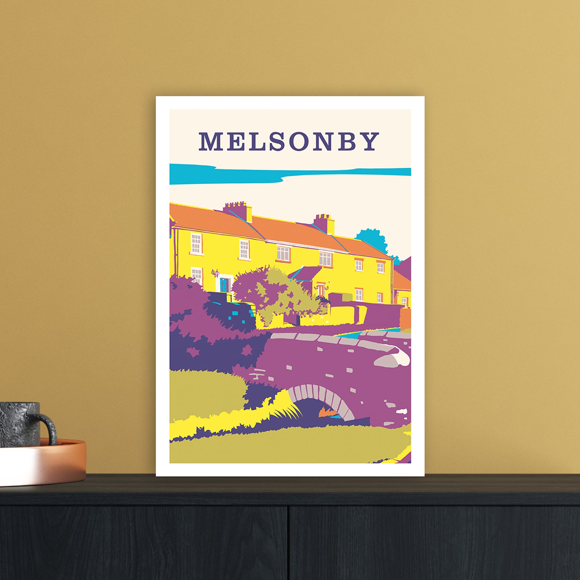 Melsonby Portrait Travel Art Print by Richard O'Neill A3 Black Frame