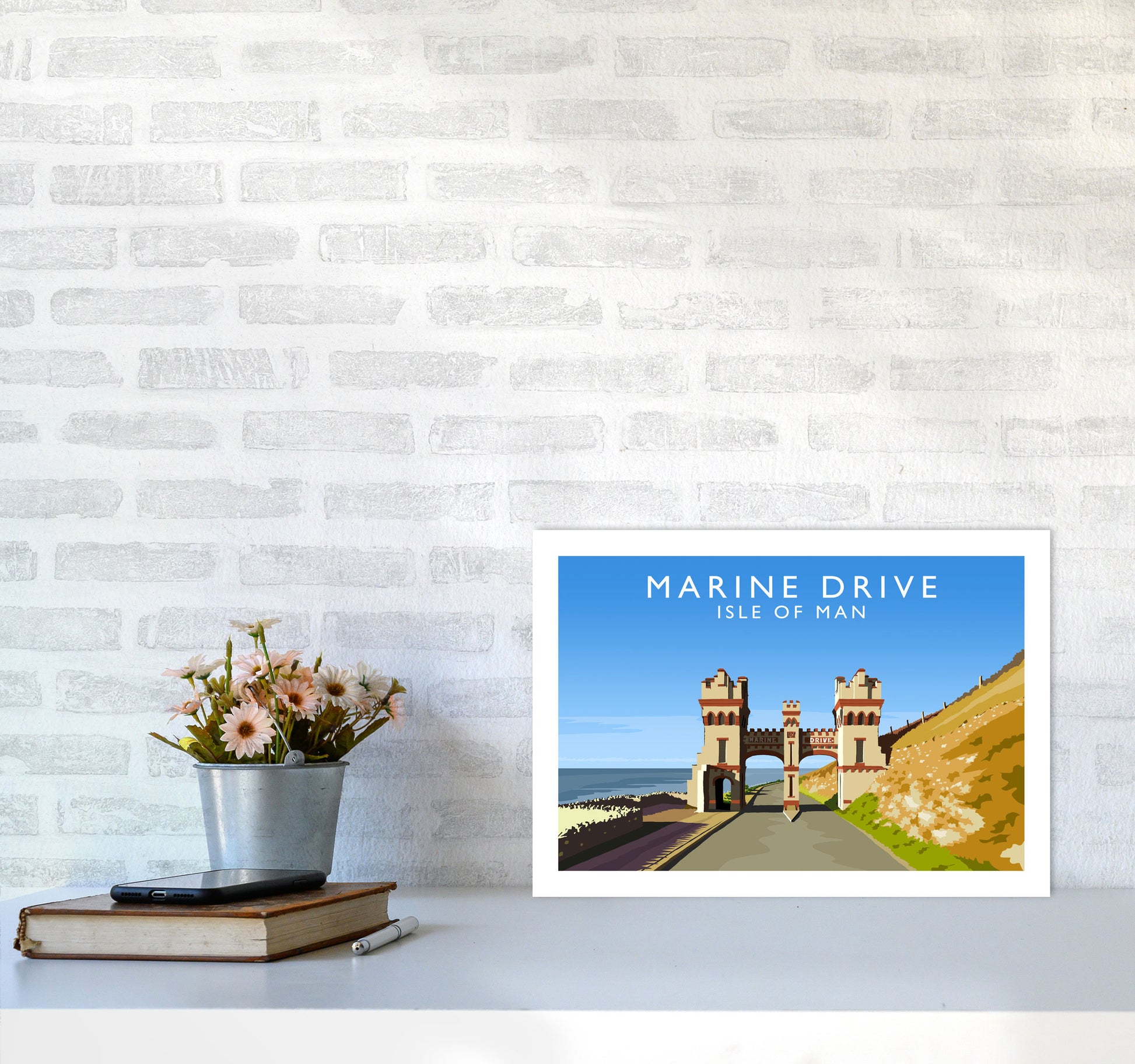 Marine Drive Travel Art Print by Richard O'Neill A3 Black Frame