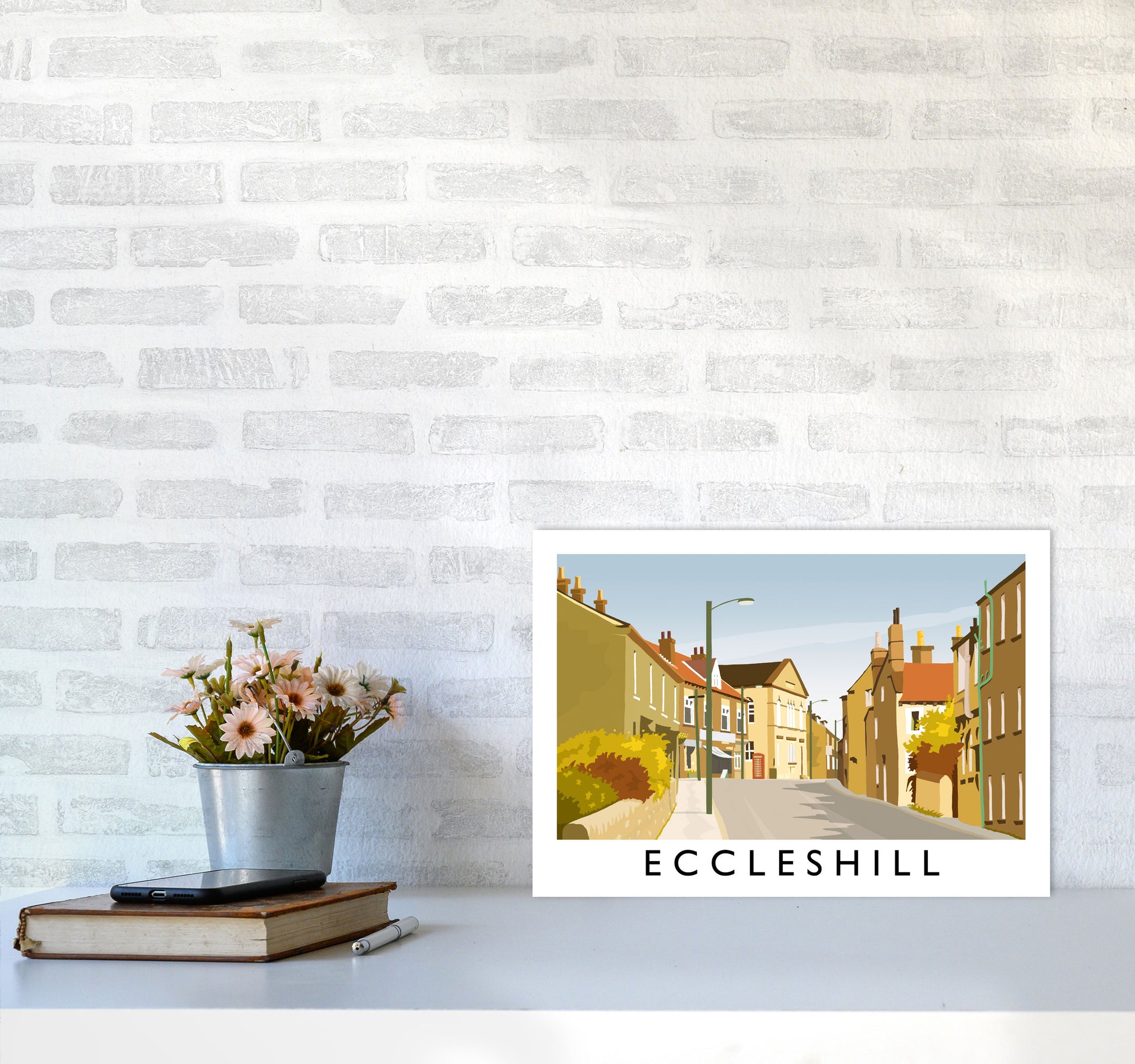 Eccleshill Travel Art Print by Richard O'Neill A3 Black Frame