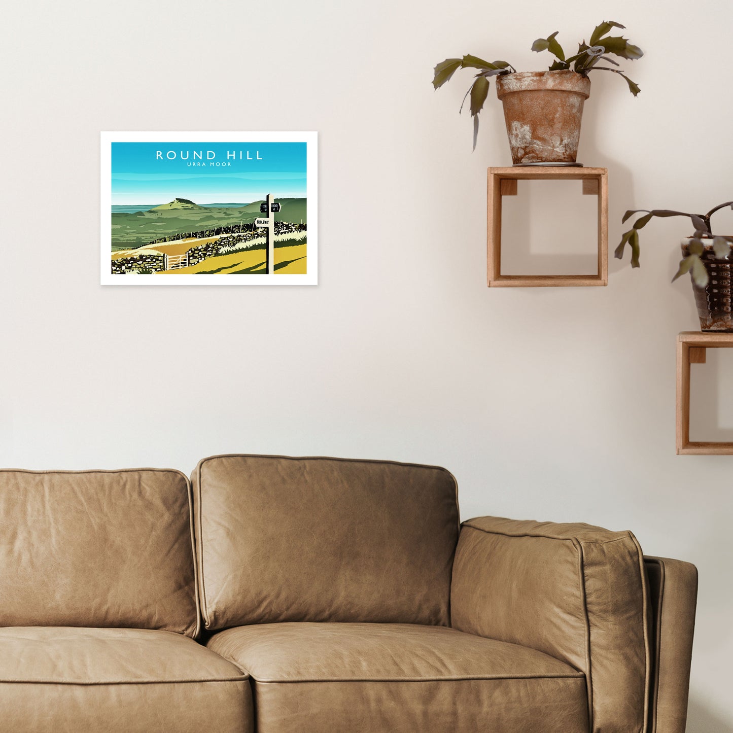 Round Hill Travel Art Print by Richard O'Neill A3 Black Frame