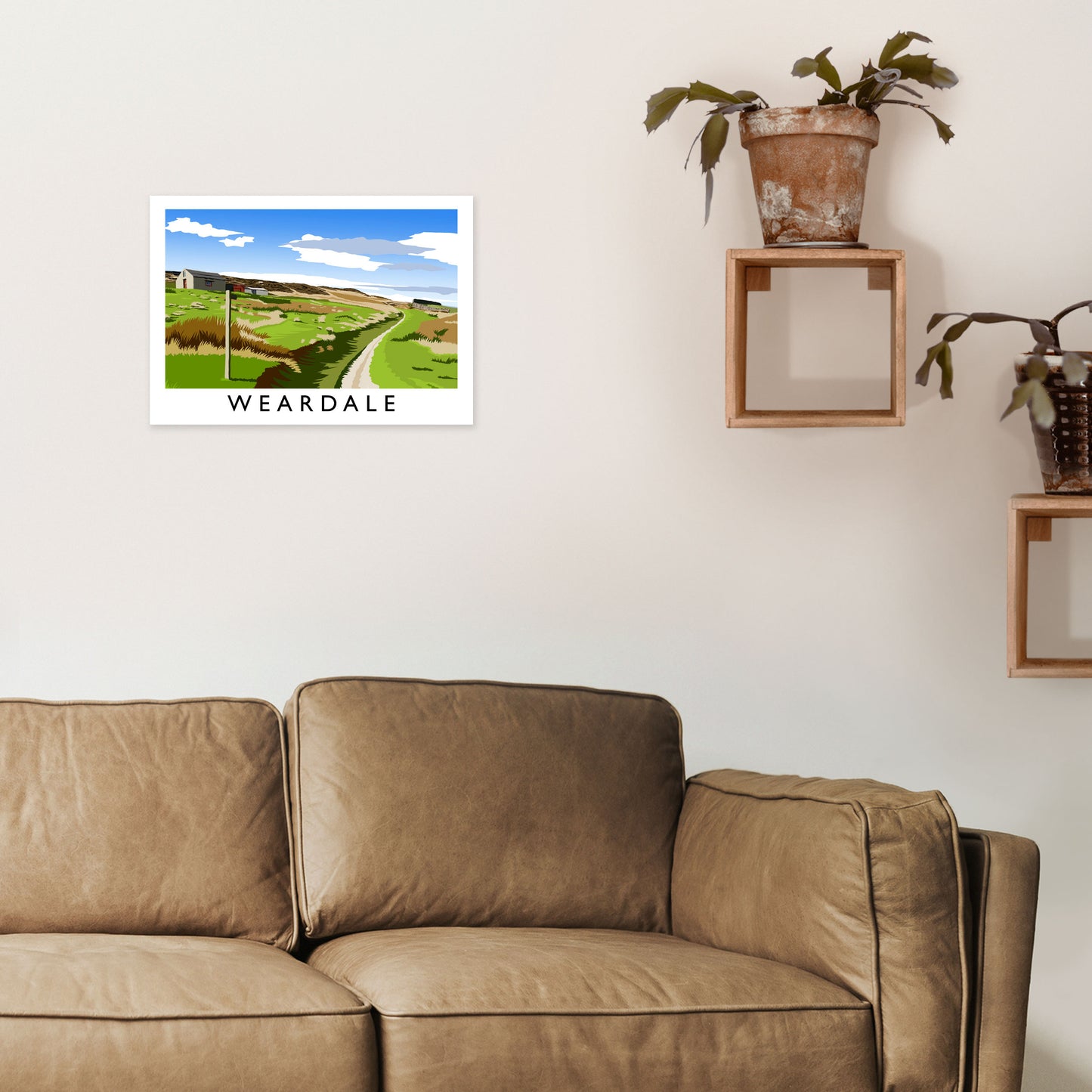 Weardale Travel Art Print by Richard O'Neill A3 Black Frame