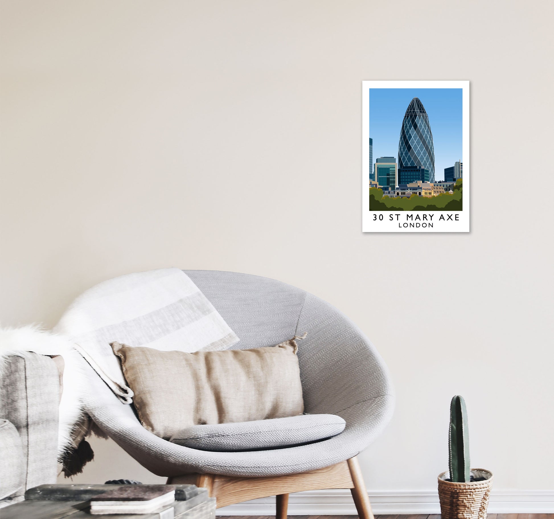 30 St Mary Axe London Travel Art Print by Richard O'Neill A3 Black Frame