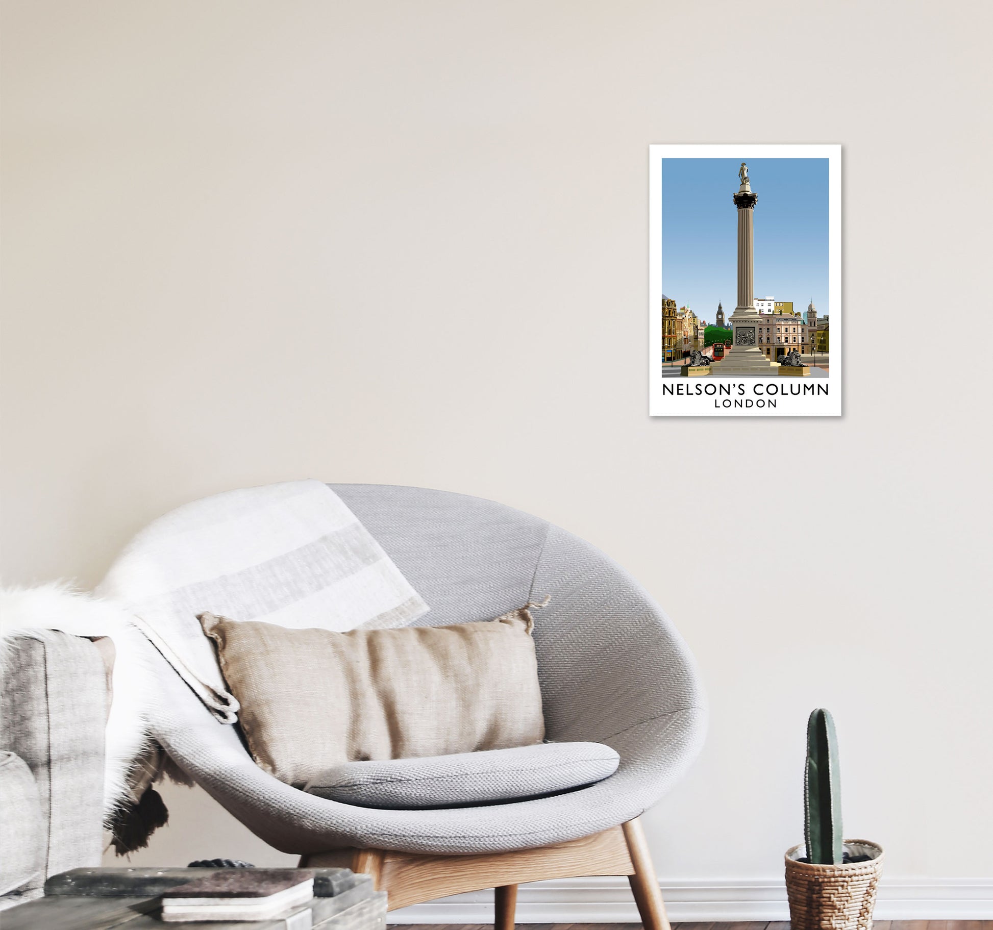 Nelson's Column London Art Print by Richard O'Neill A3 Black Frame