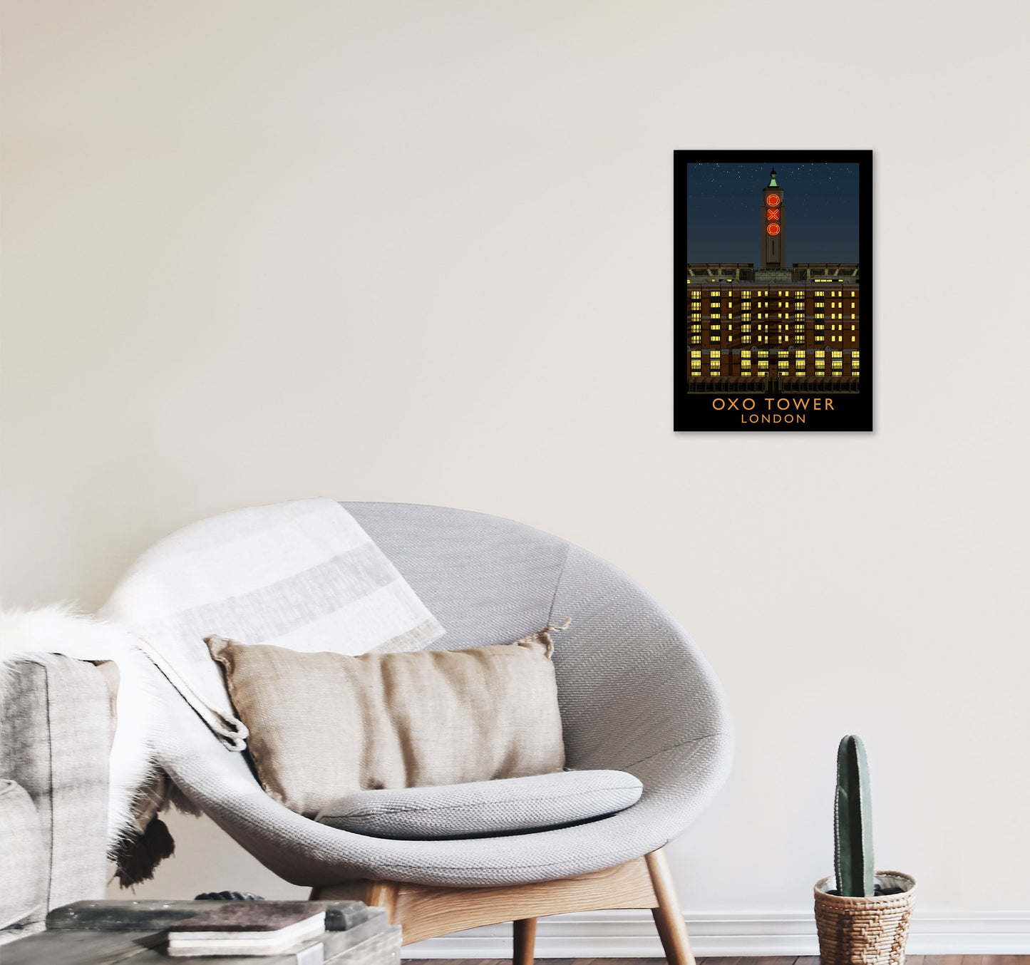 Oxo Tower by Richard O'Neill A3 Black Frame