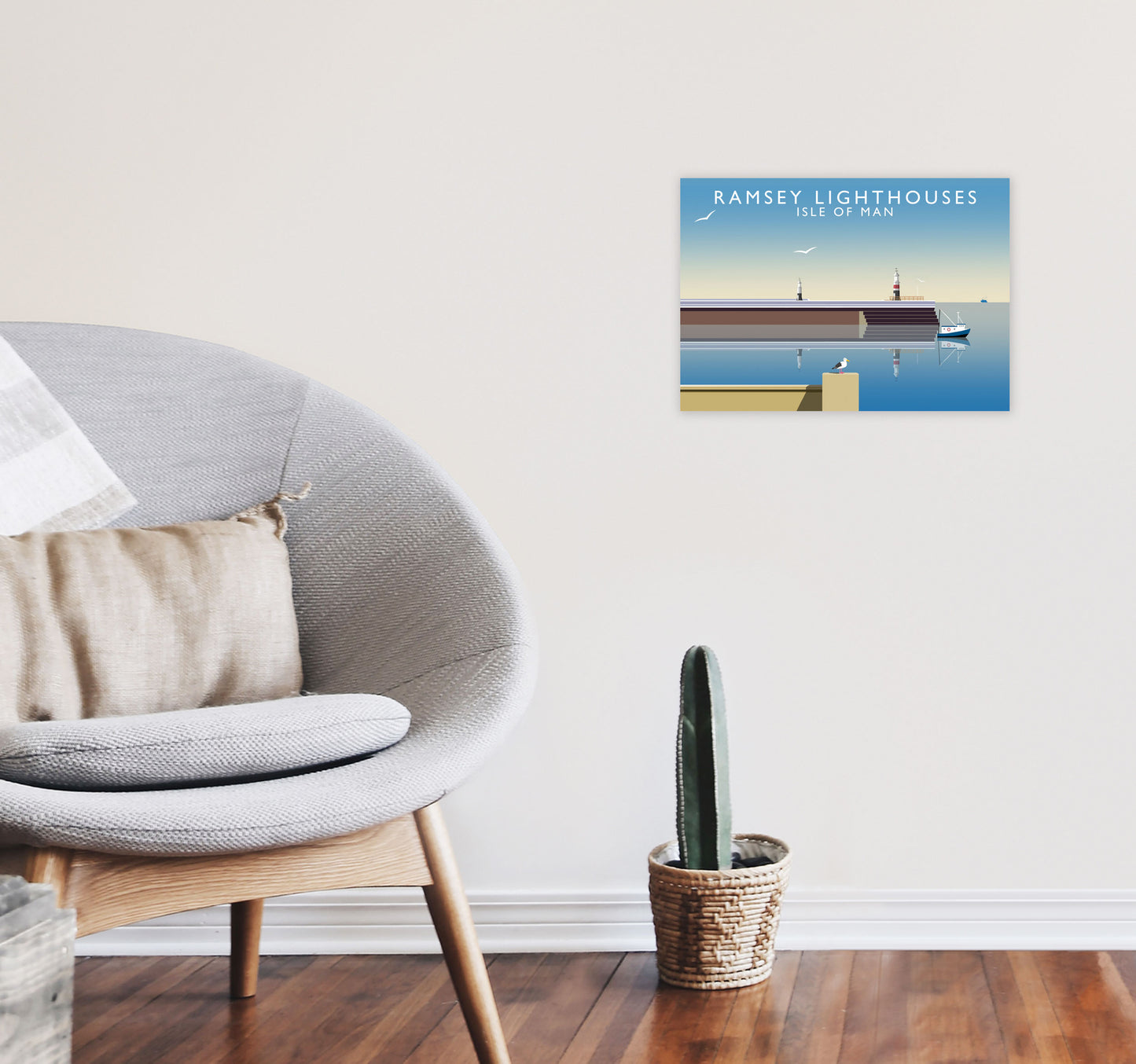 Ramsey Lighthouses Isle of Man Art Print by Richard O'Neill A3 Black Frame