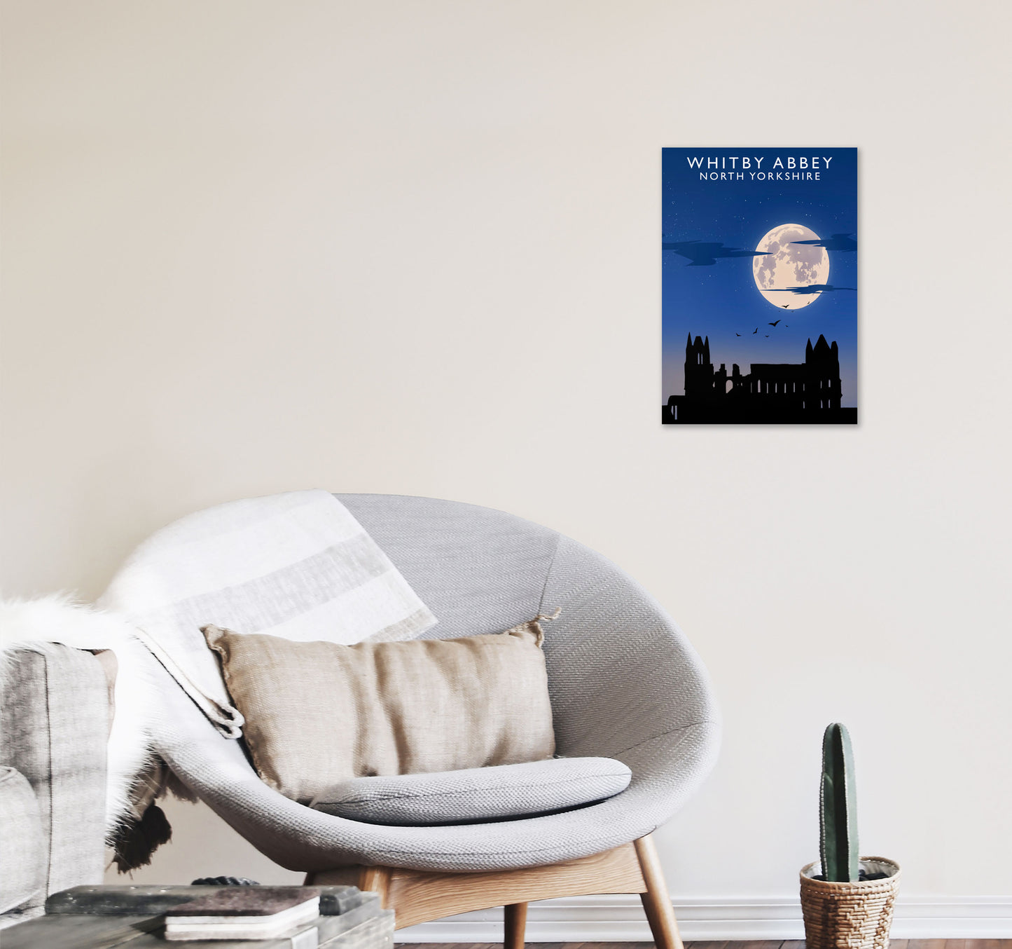 Whitby Abbey (Night) (Portrait) by Richard O'Neill Yorkshire Art Print A3 Black Frame