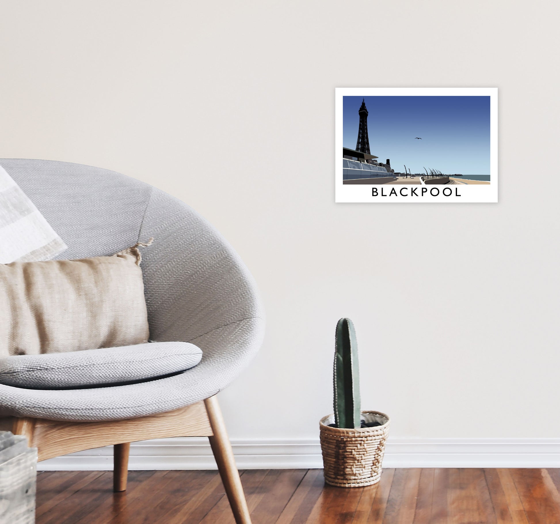 Blackpool Art Print by Richard O'Neill A3 Black Frame