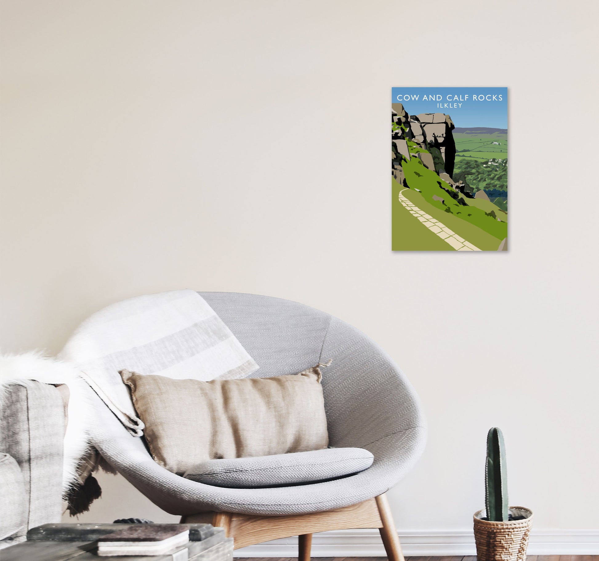 Cow And Calf Rocks Portrait by Richard O'Neill A3 Black Frame