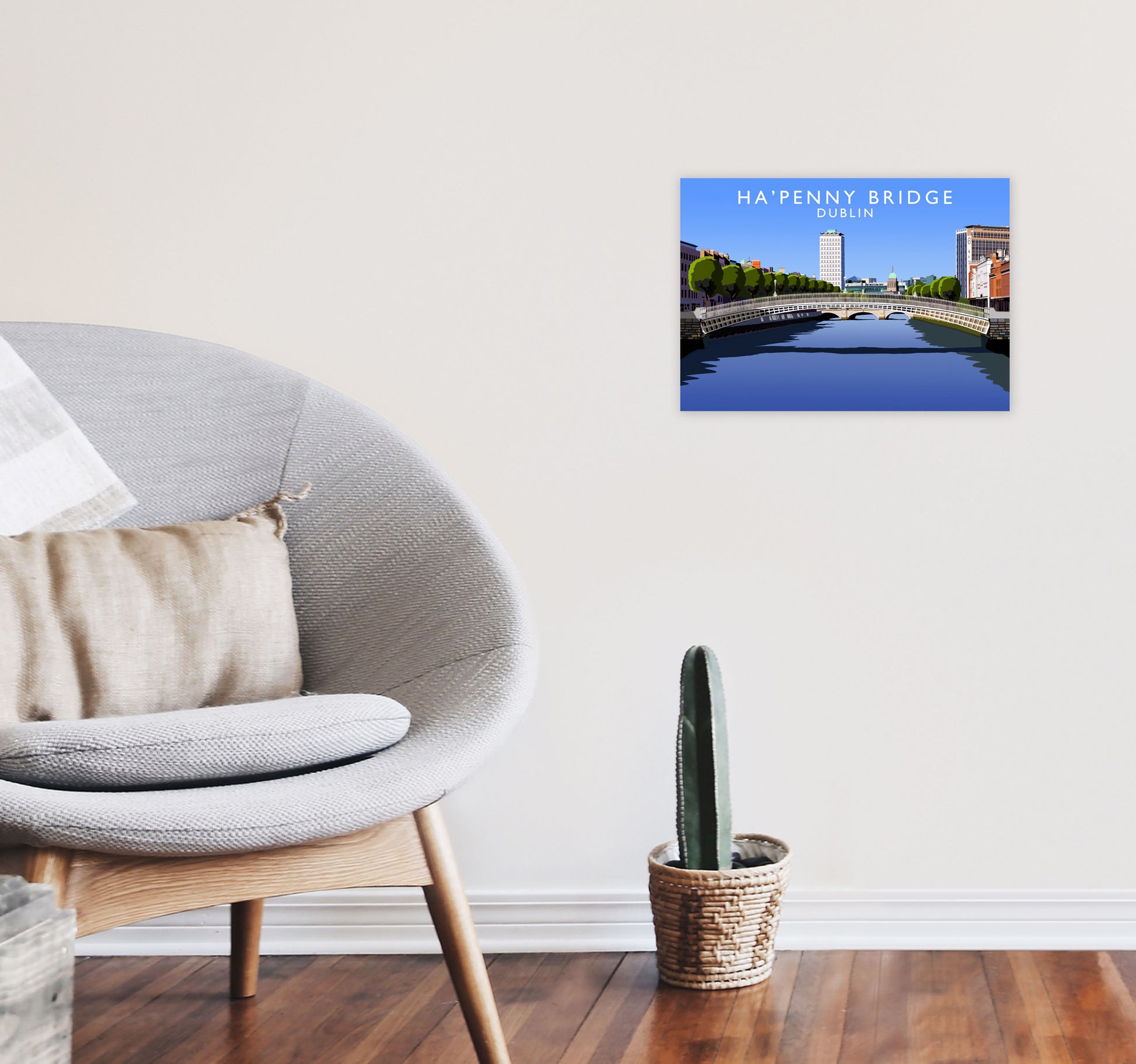 Ha' Penny Bridge by Richard O'Neill A3 Black Frame