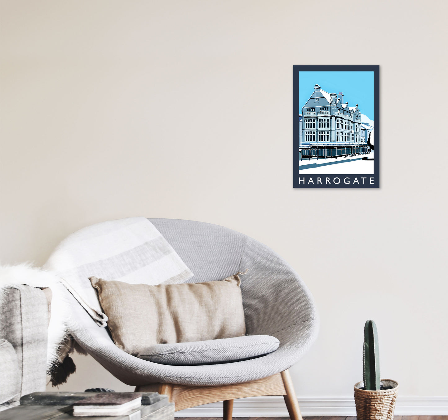 Harrogate Travel Art Print by Richard O'Neill, Framed Wall Art A3 Black Frame