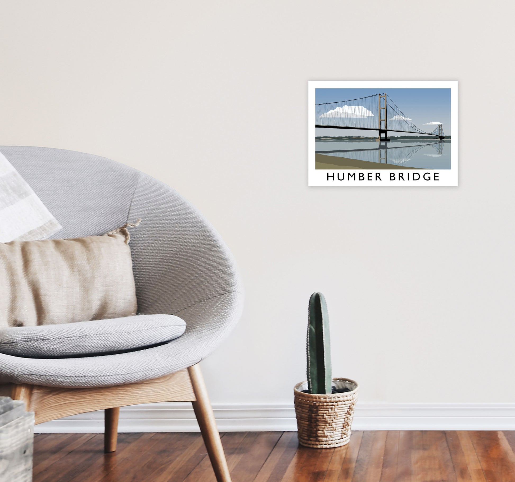 Humber Bridge Framed Digital Art Print by Richard O'Neill A3 Black Frame