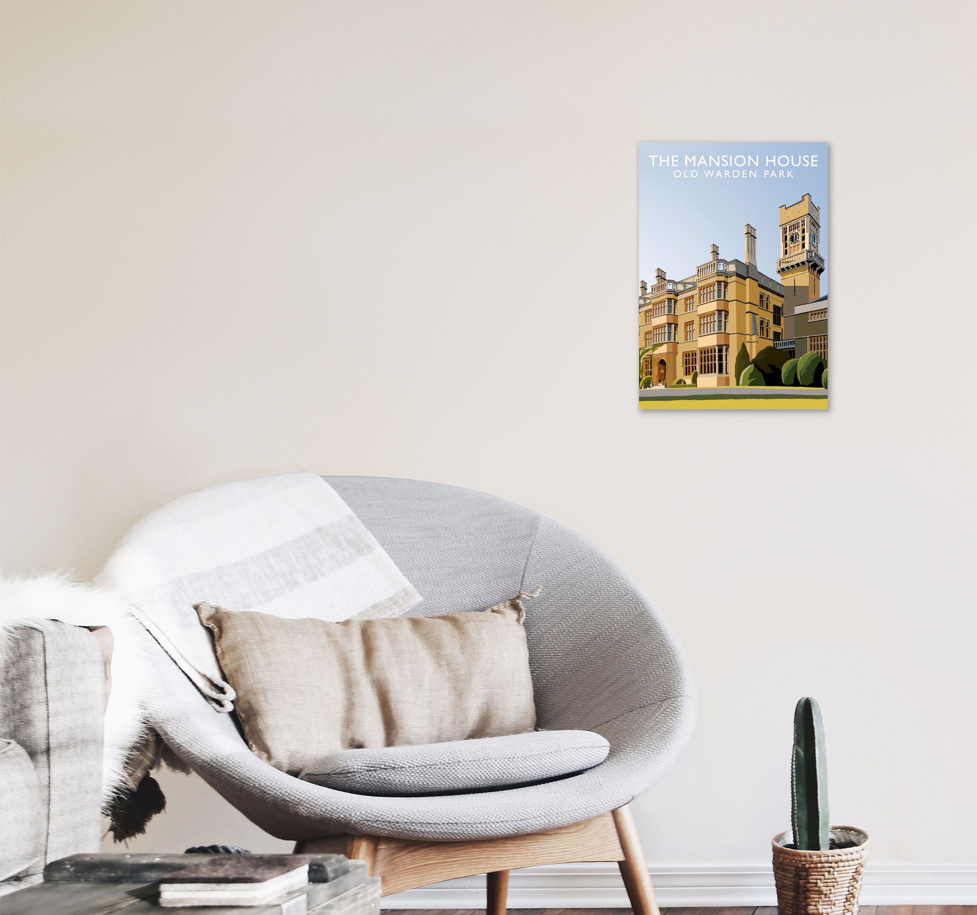 The Mansion House  Portrait Old Warden Park Travel Art Print by Richard O'Neill A3 Black Frame