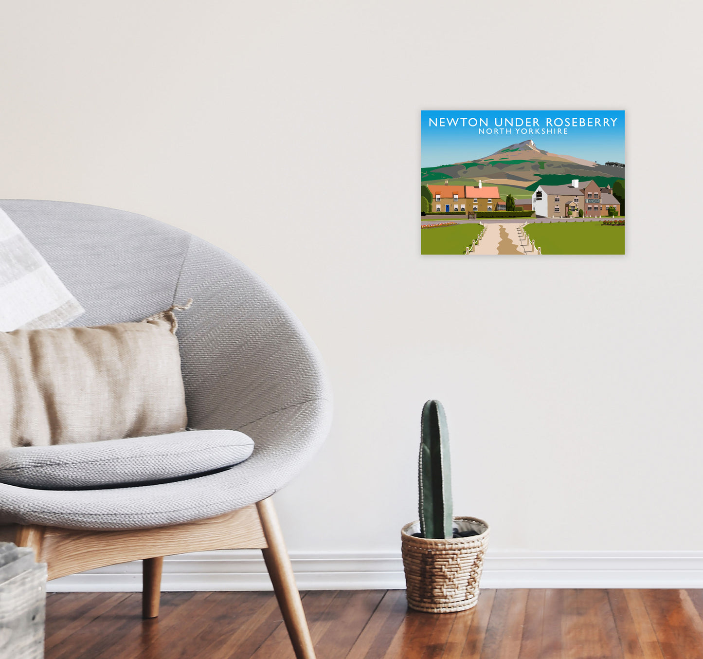 Newton Under Roseberry North Yorkshire Digital Art Print by Richard O'Neill A3 Black Frame