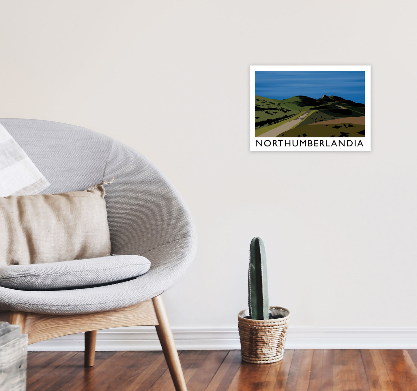 Northumberlandia Travel Art Print by Richard O'Neill, Framed Wall Art A3 Black Frame