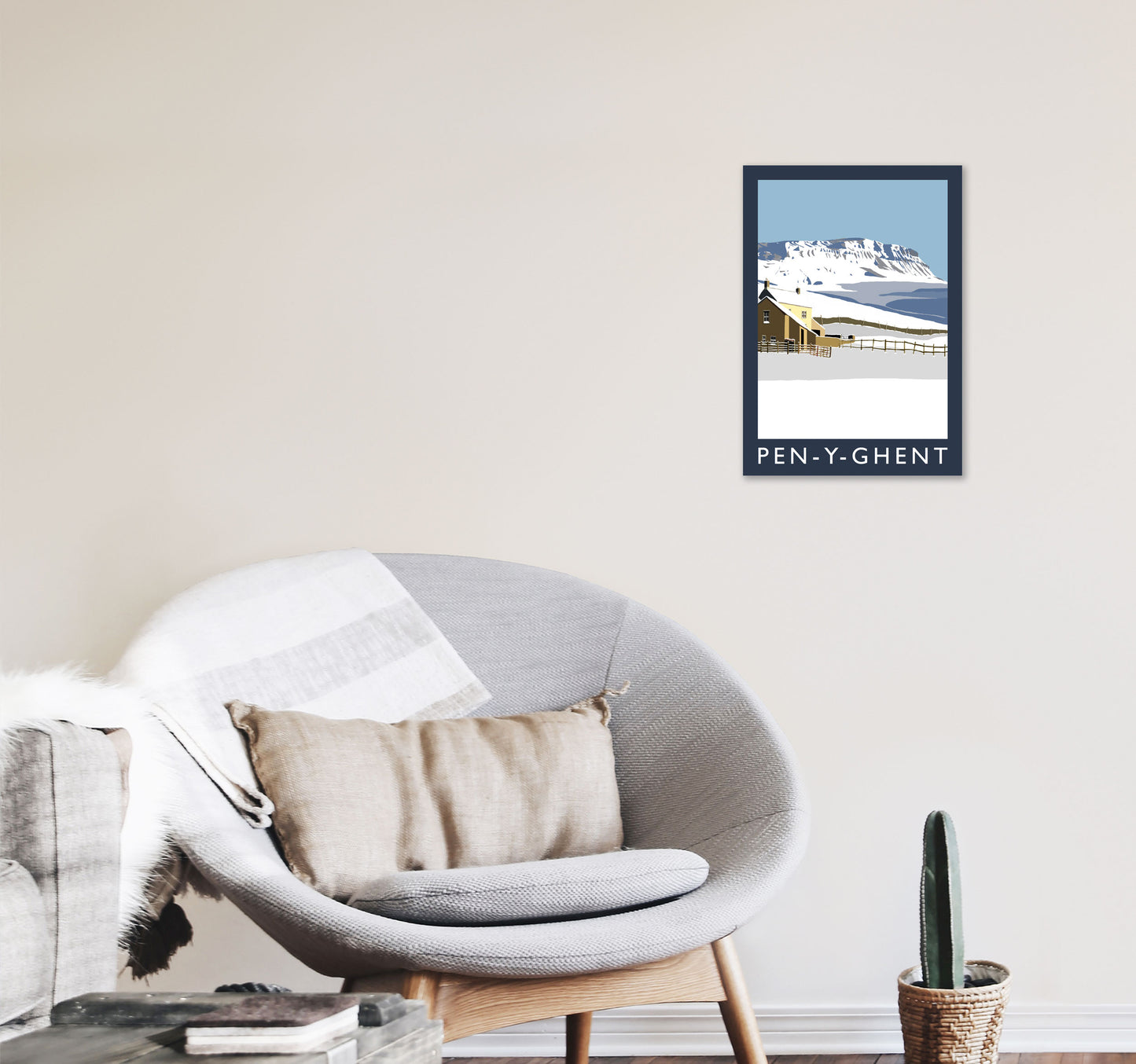 Pen-Y-Ghent Travel Art Print by Richard O'Neill, Framed Wall Art A3 Black Frame