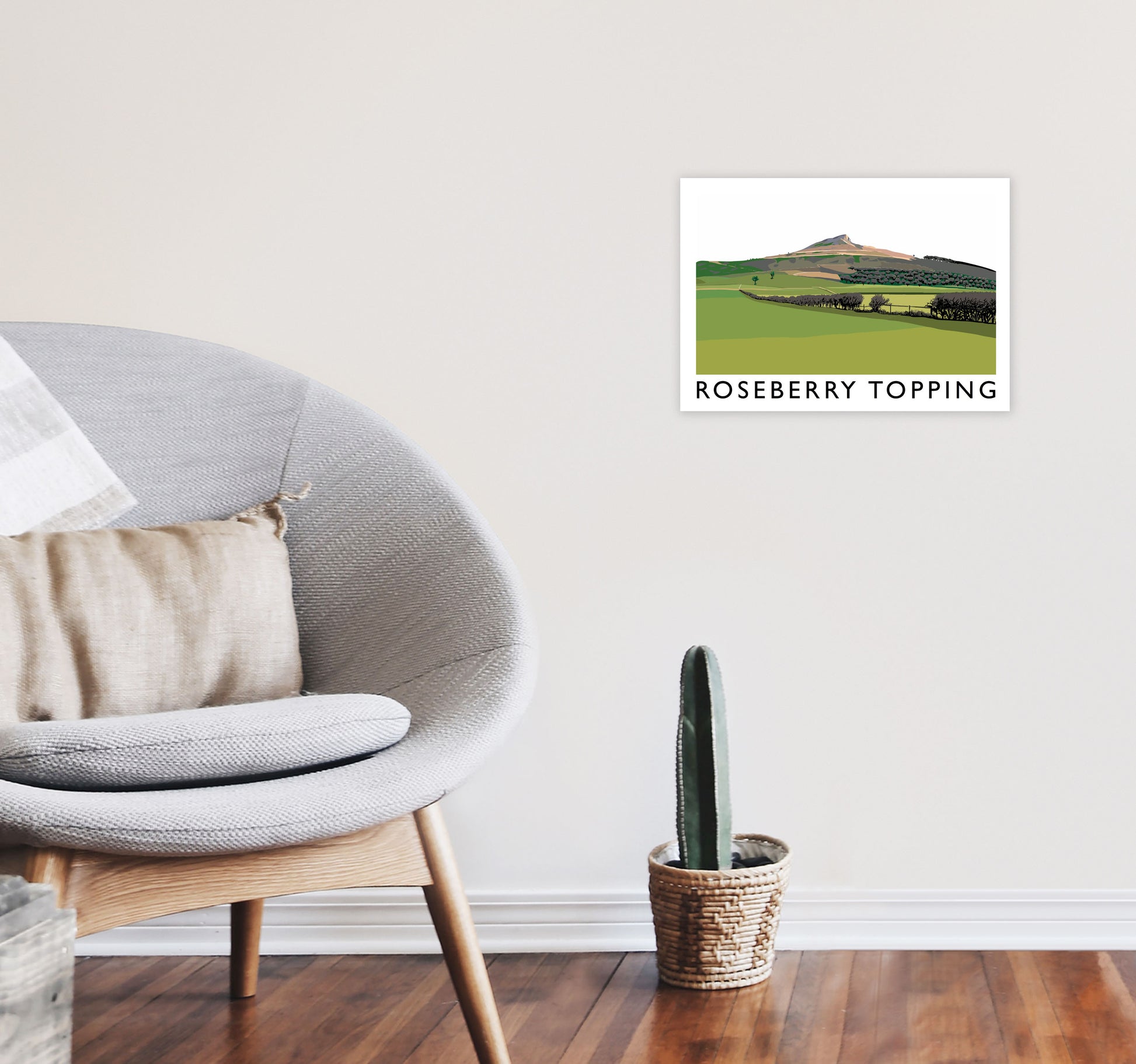 Roseberry Topping Art Print by Richard O'Neill, Framed Wall Art A3 Black Frame