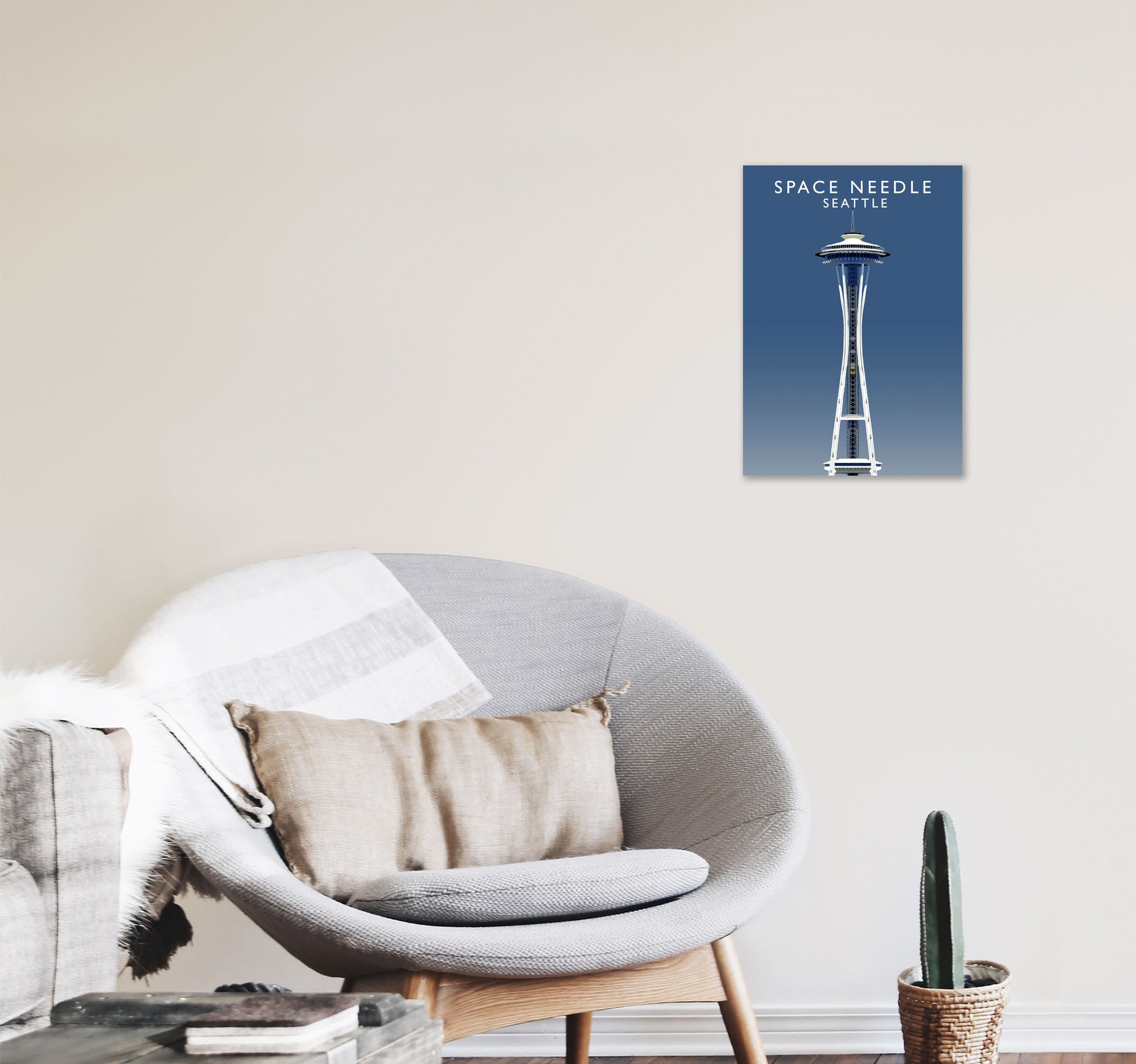 Space Needle Seattle Art Print by Richard O'Neill A3 Black Frame