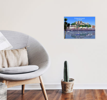 Torquay Devon Art Print by Richard O'Neill, Framed Wall Art A3 Black Frame