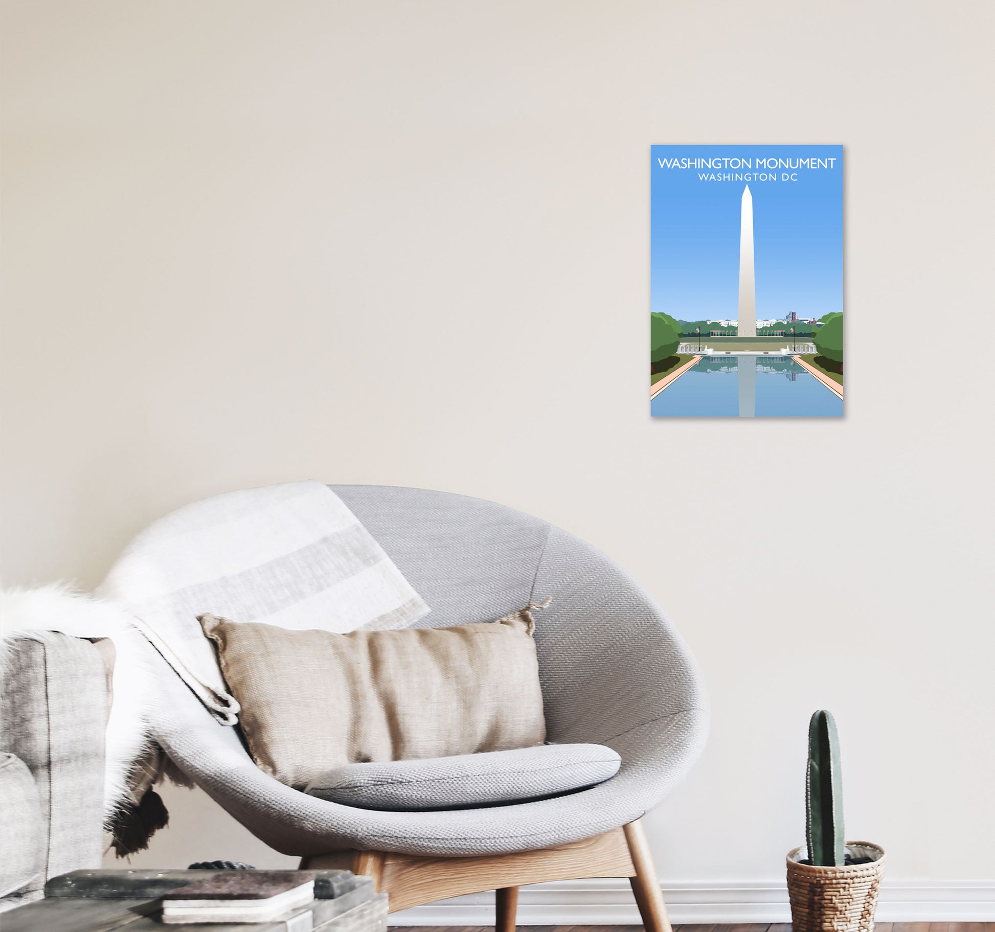 Washington DC Monument Travel Art Print by Richard O'Neill A3 Black Frame