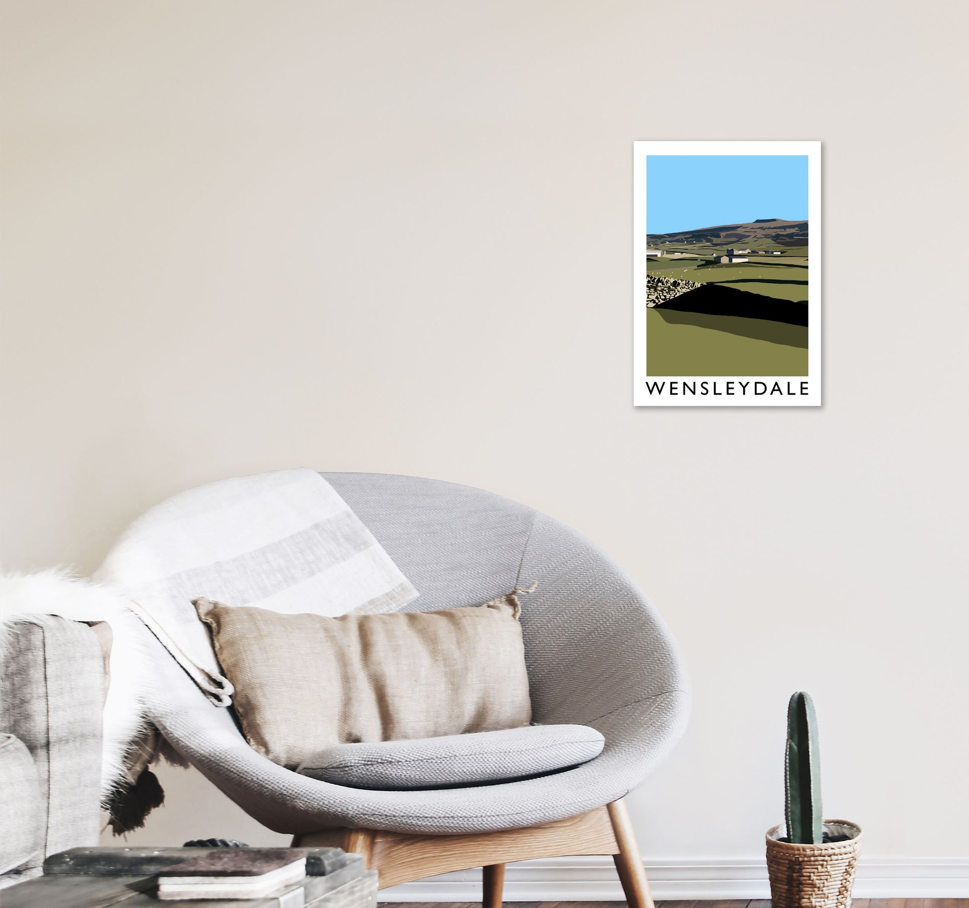 Wensleydale Travel Art Print by Richard O'Neill, Framed Wall Art A3 Black Frame