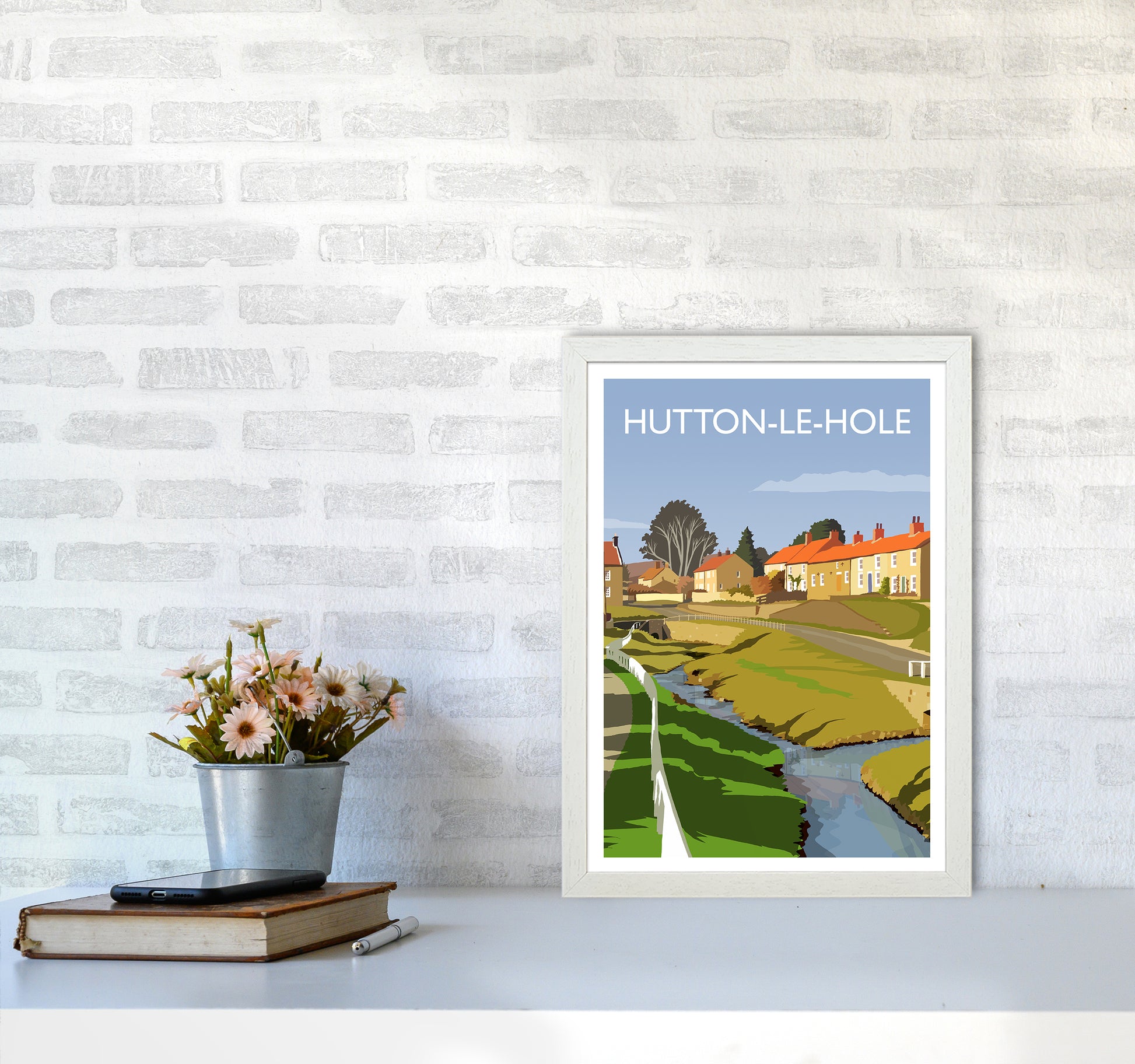 Hutton-Le-Hole Portrait Art Print by Richard O'Neill A3 Oak Frame