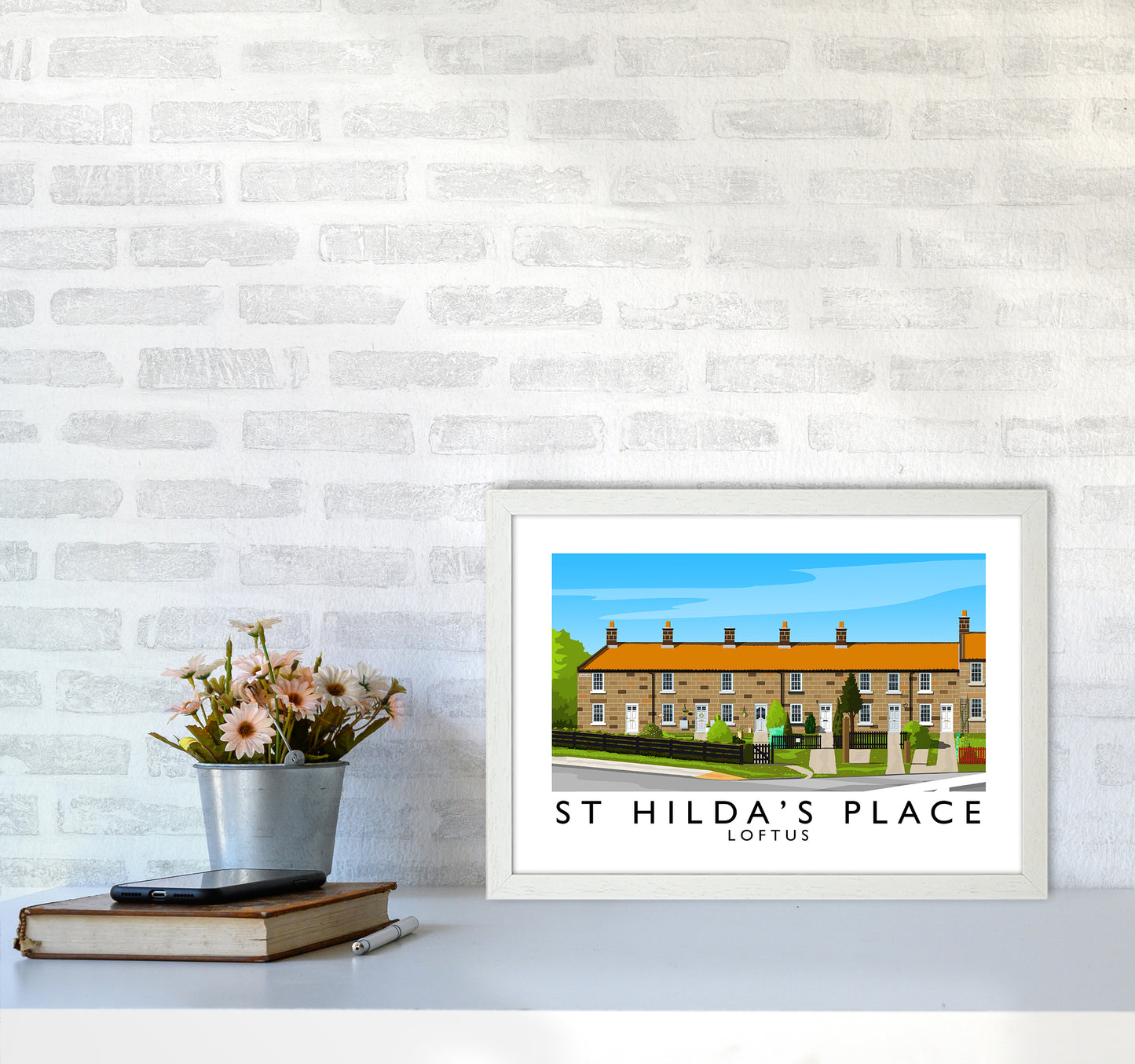 St Hilda's Place Art Print by Richard O'Neill A3 Oak Frame